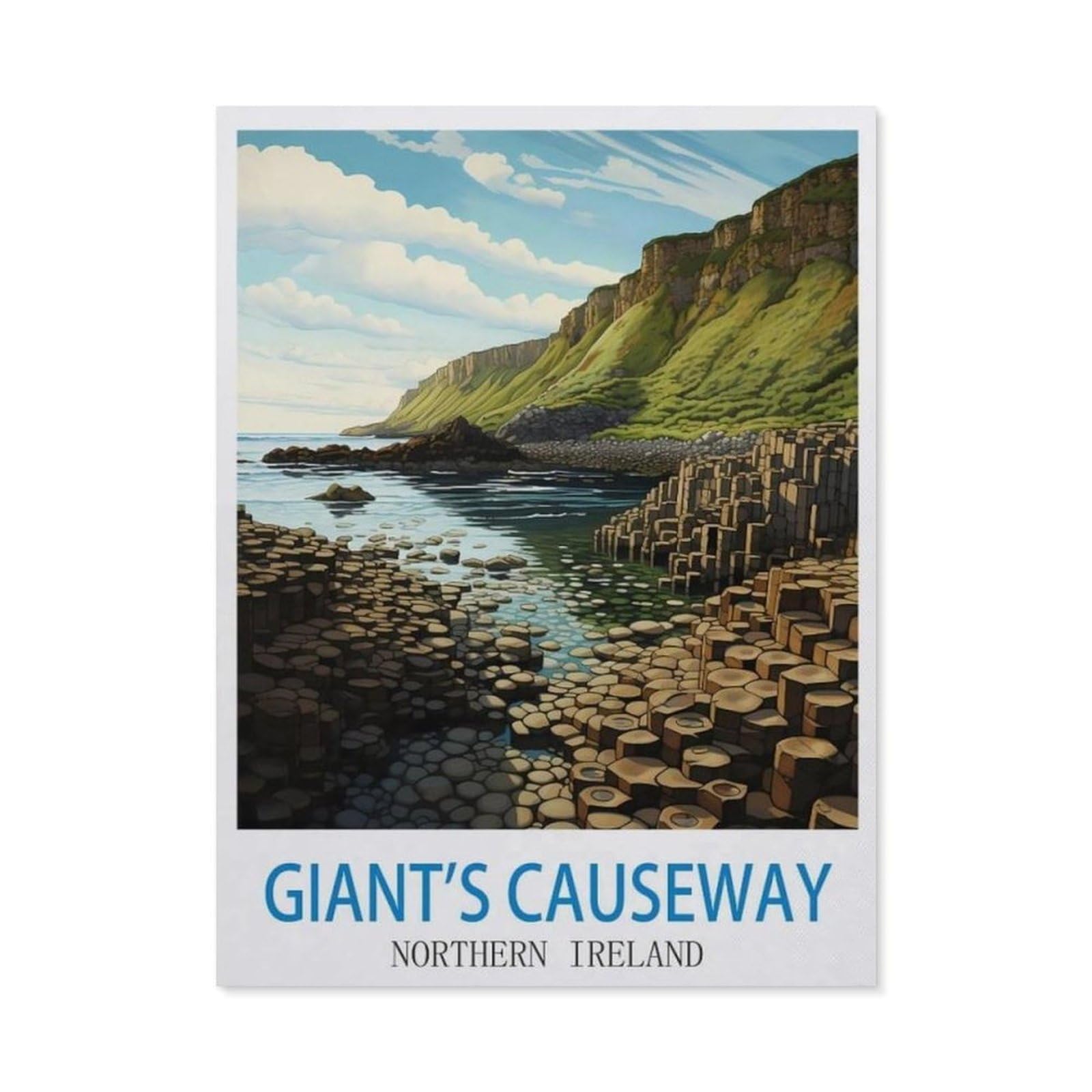 BEAYODKP Diamond Painting，Giant's Causeway Northern Ireland，Diamond Painting Art Embroidery Cross Stitch Pictures Gift Wall Decoration（30 x 40 cm/11.81 x 15.74 inches）-CN50