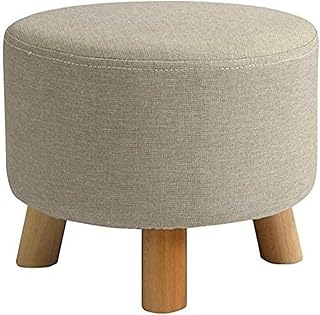 Foot Stool Footrest Foot Stool,Round Deluxe Footstool Upholstered Stool Pure Stuffed Footstool Foot Stool Wood Legs 3 Colors(Size:Green) (Blue Null) ()
