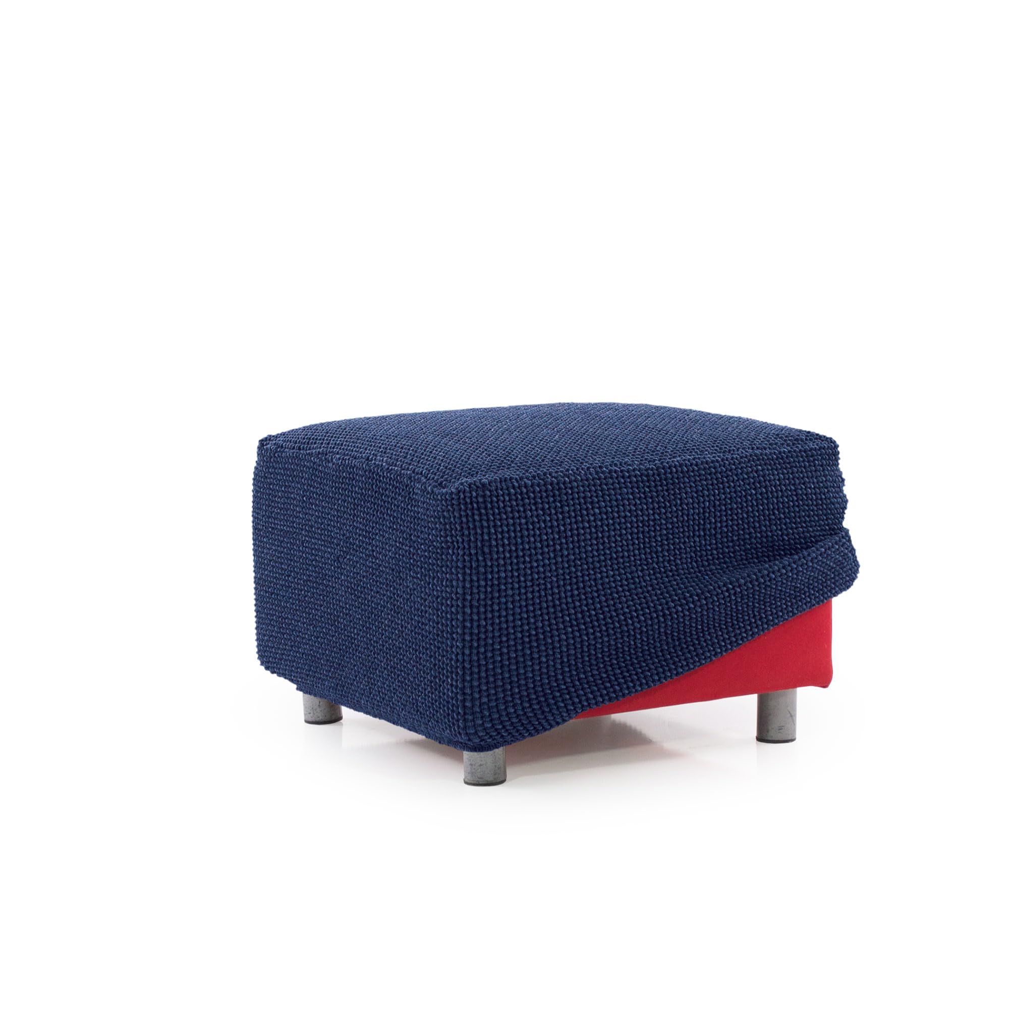 MAXIFUNDAS FUNDAS DE SOFA & CHAISE LONGUE MAXIFUNDE | Custodia per pouf quadrato RELIVE | Tessuto resistente e ultra morbido | Misura lavabile in lavatrice | Taglia XL | Colore marino | Made in Italy