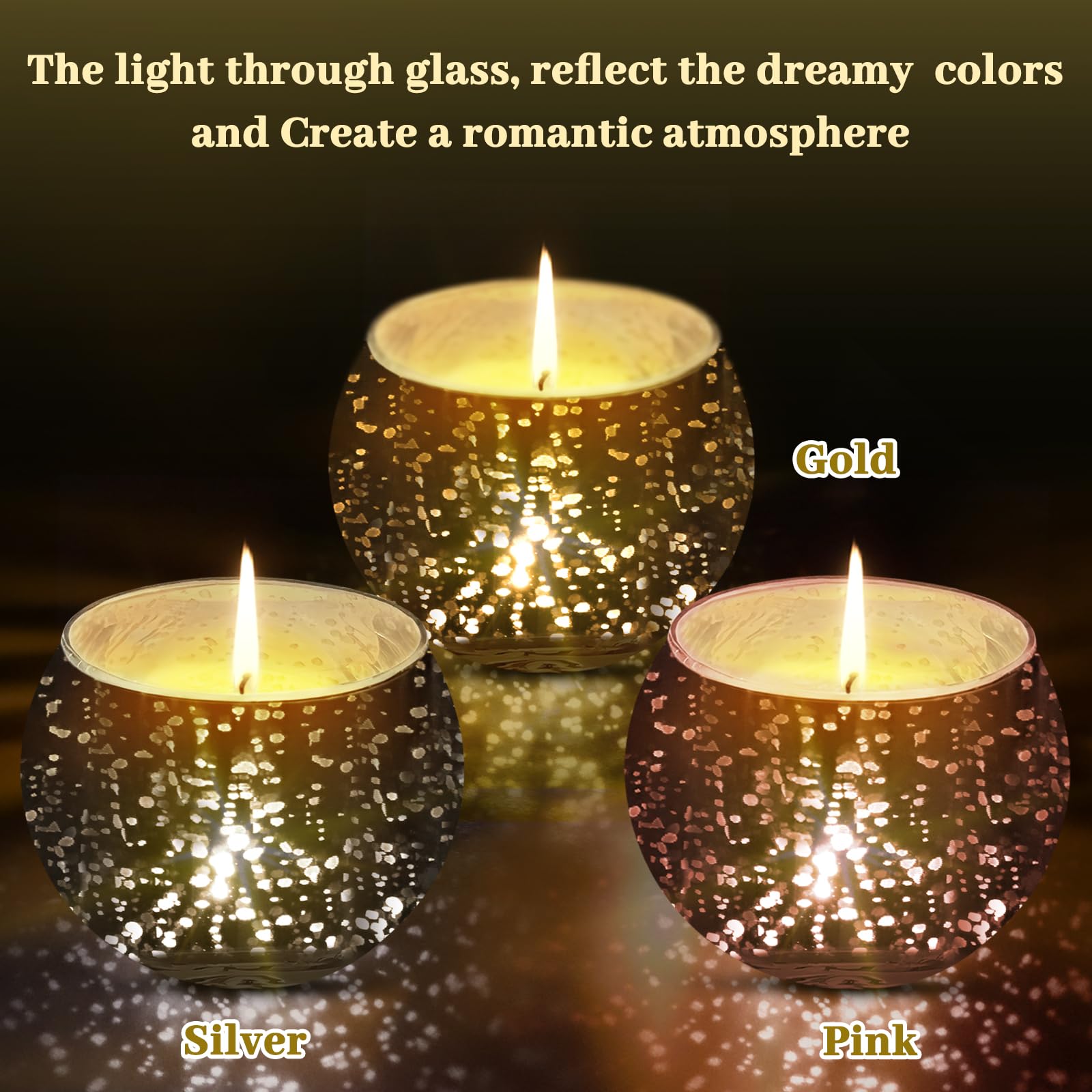 LALAGO 12 pezzi Barattoli per tealight,Vetro porta tealight maculato, Porta candele porta tealight, Barattoli per tealight decorazione di Natale decorazione da tavolo matrimonio (Argento)