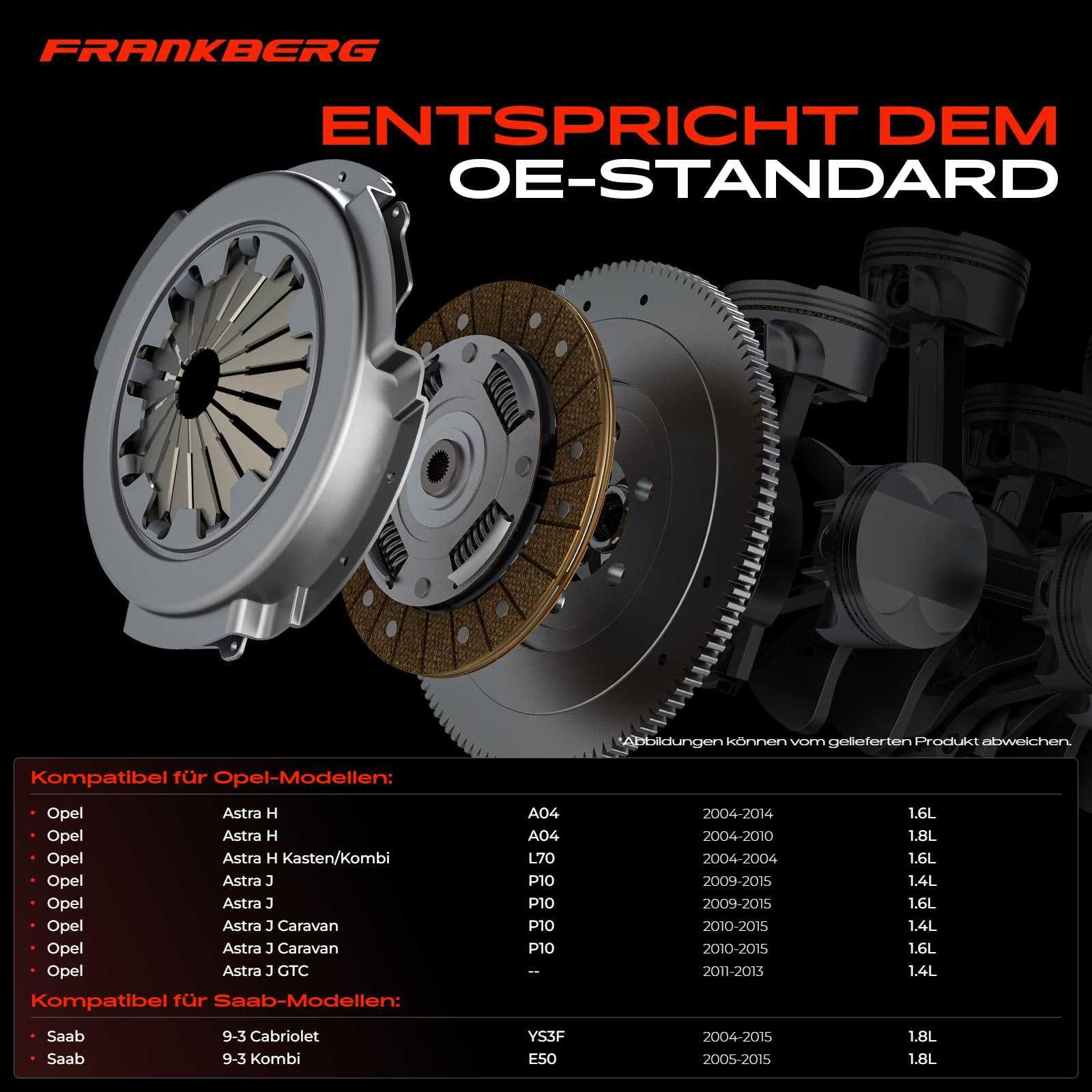 Frankberg Kupplungssatz Kompatibel mit Astra H L48 1.6L 1.8L 2004-2014 Meriva X03 1.6L 1.8L 2003-2010 Zafira B A05 1.6L 2005-2015 Superb I 3U4 2.0L 2005-2008 Replace# 93317724