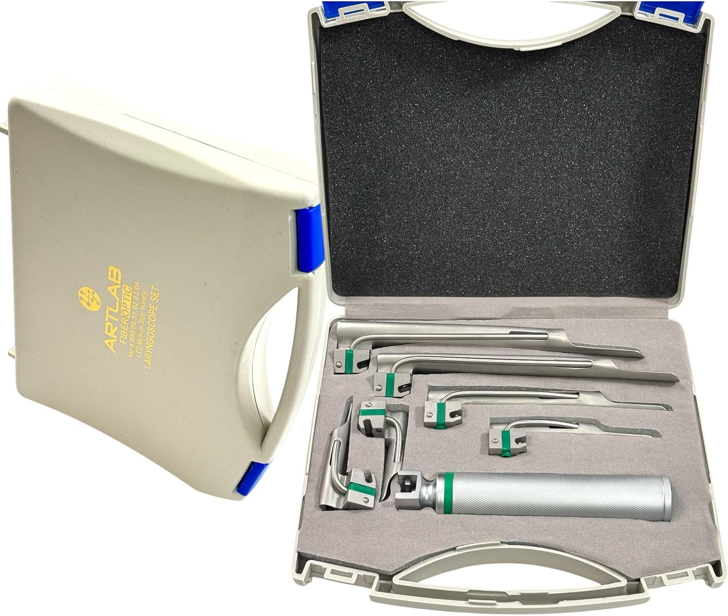 ARTLAB -Premium Reusable Fiber optic 7-Piece Veterinary Airway Training Kit – Fiber Optic Miller Laryngoscope Set for Animal Practice Use