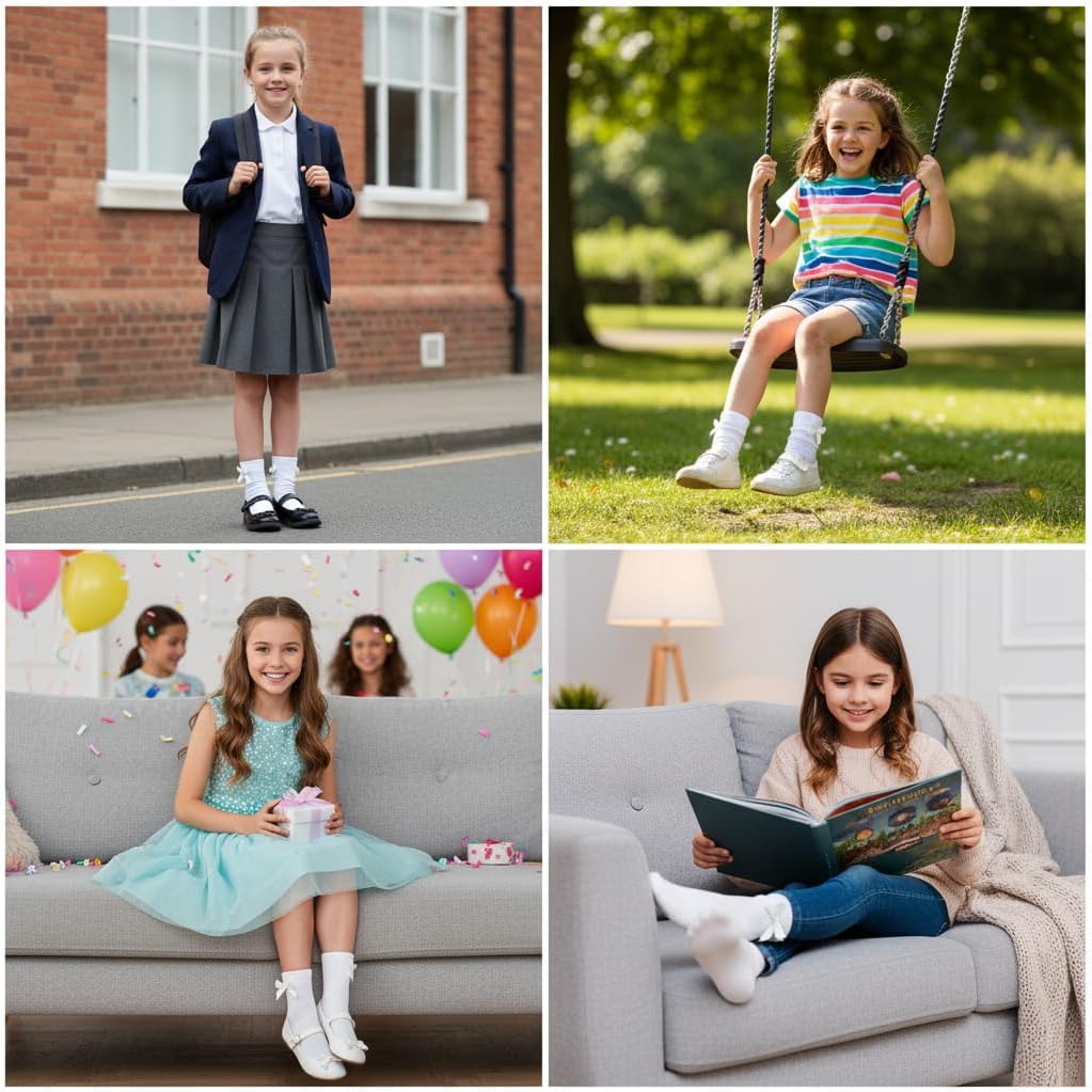 Undercover Girls Cotton Rich Ankle Socks with Bow 6 or 12 Pairs Black, White, Navy or Grey