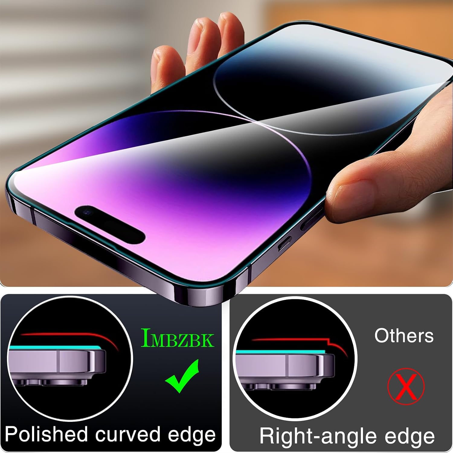 IMBZBK Screen Protector for iPhone 14 Pro Max, Tempered Glass, 3 3 Pack