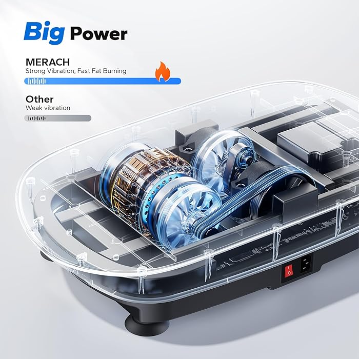 MERACH Vibration Plate Exercise Machine, Slim Vibration Plate for Lymphatic Drainage Weight Loss, Vibrating Plate with Real-Time Calorie Tracking on LED Display, Workout Equipment for Home Women Men