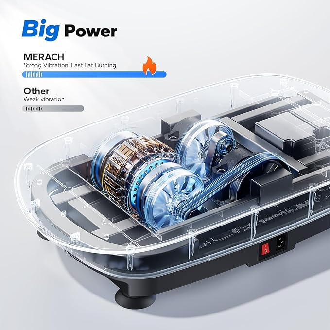 MERACH Vibration Plate Exercise Machine, Slim Vibration Plate for Lymphatic Drainage Weight Loss, Vibrating Plate with Real-Time Calorie Tracking on LED Display, Workout Equipment for Home Women Men