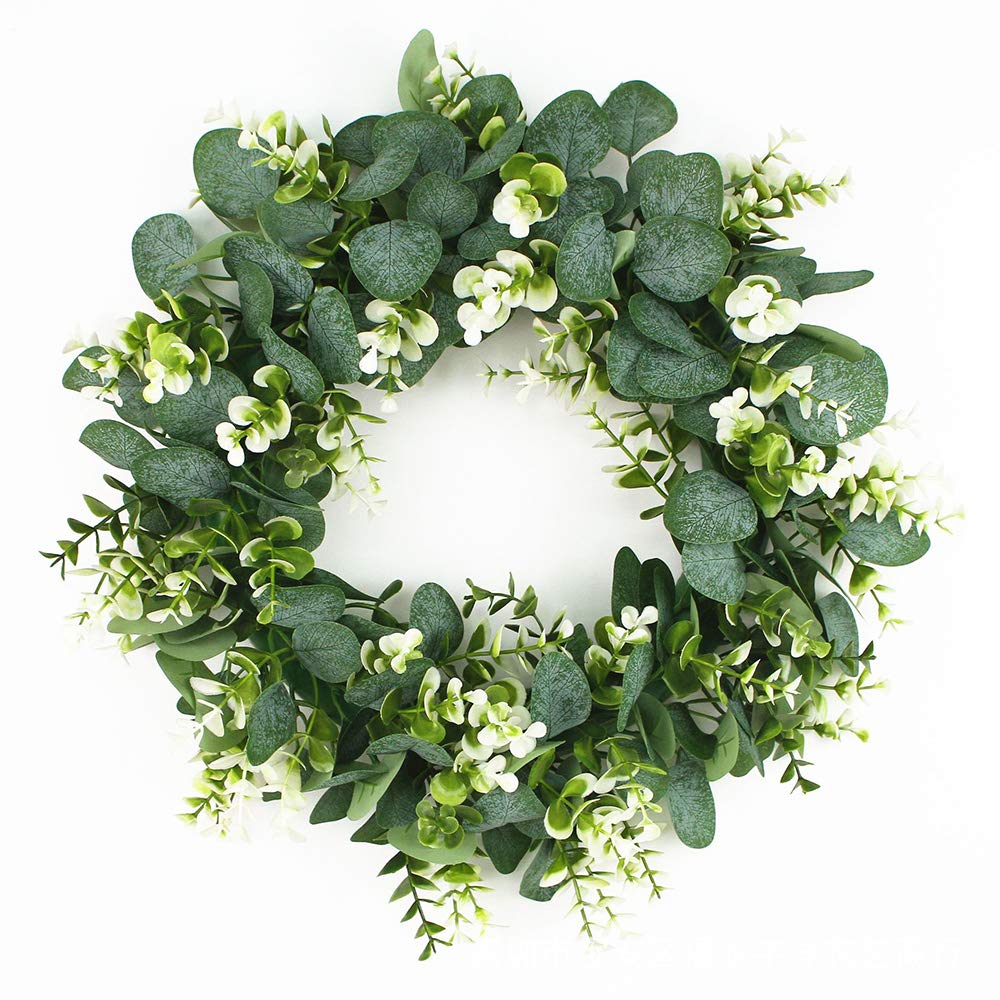 Bcamelys 21 Fall Wreath Door Wreath with Flowers, Decoration for Spring and Easter, Artificial Eucalyptus Plastic Door Wreath Decorative Wreath Garland
