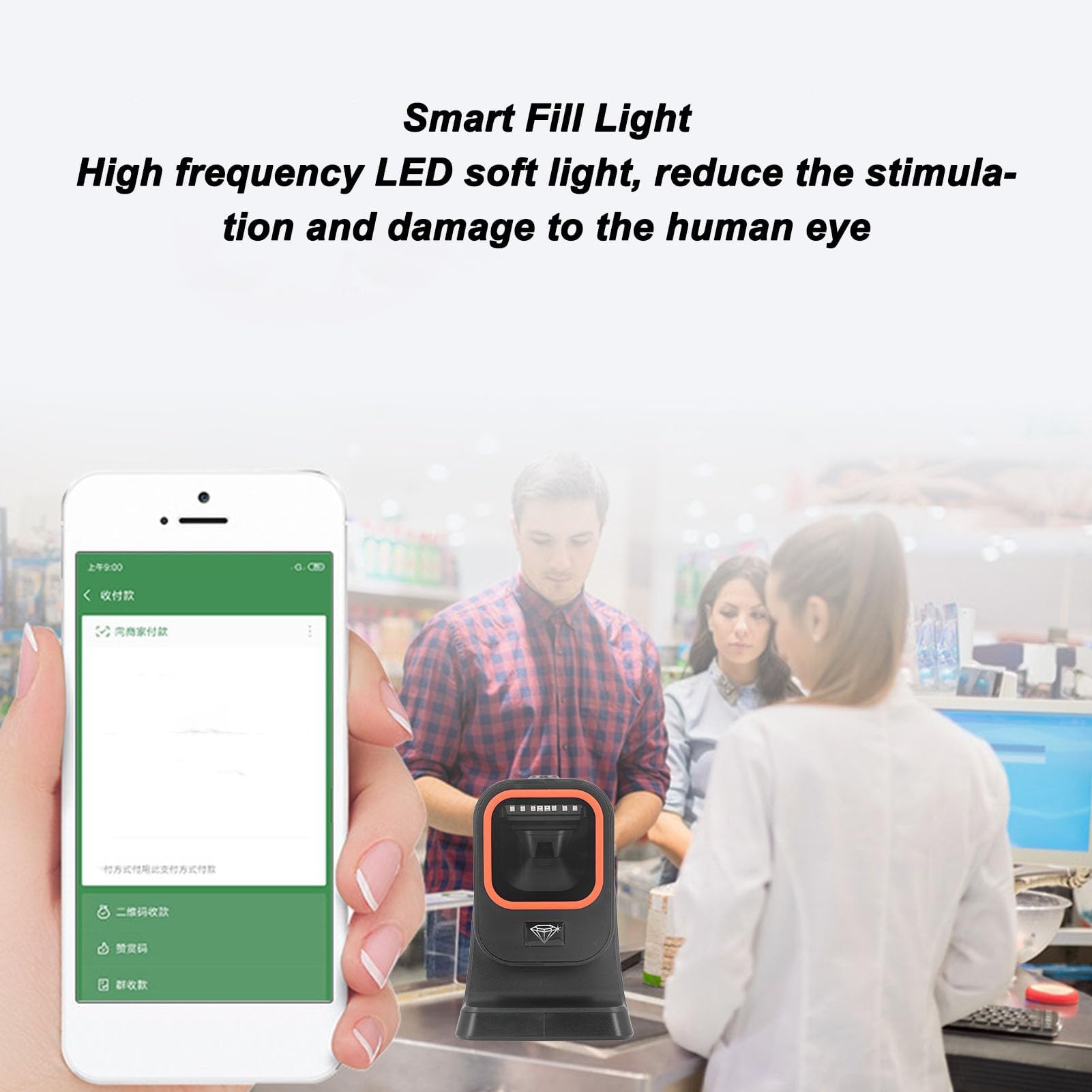 Scanner de Codes-Barres de Bureau, Scanner Filaire USB 1D 2D, Détection Automatique pour pour pour Lecteur de Codes-Barres QR Mains Libres pour Entrepôt, supermarché,