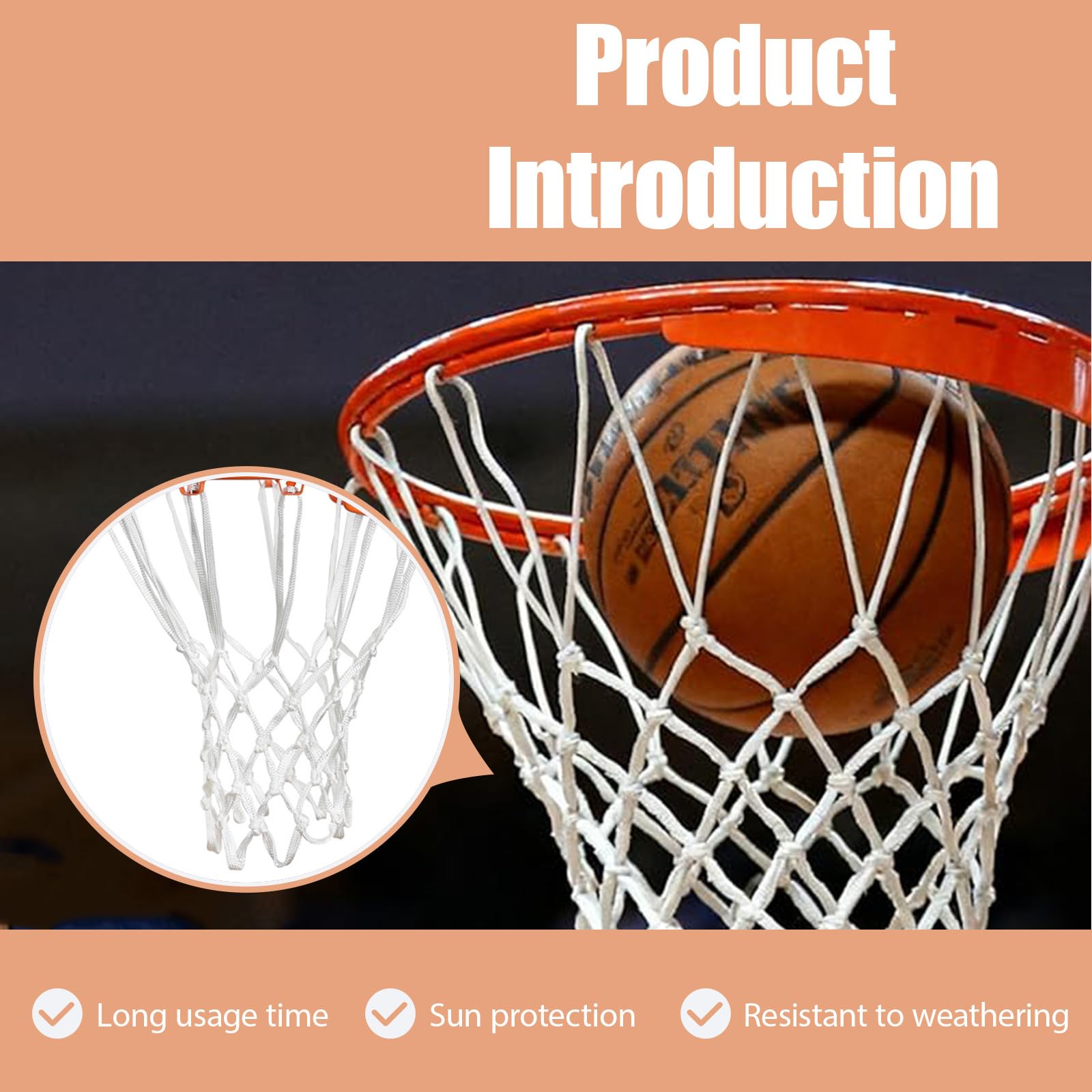 Red de Baloncesto de Repuesto para Todo Tipo de Clima, Compatible con Aros Estándar para Uso Interior y Exterior, 12 Bucles, 21 Pulgadas - para Entrenamiento y Juegos