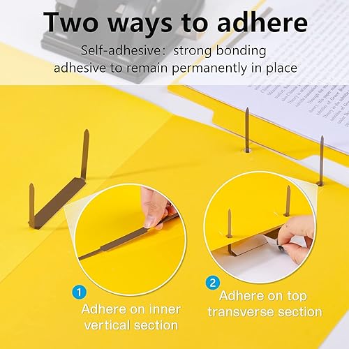 Miniatura 4 de IMLIKE - 100 sujetadores de papel autoadhesivos de punta, capacidad de 2 pulgadas, base de 2.75 pulgadas para carpetas de papel o archivos, marrón,