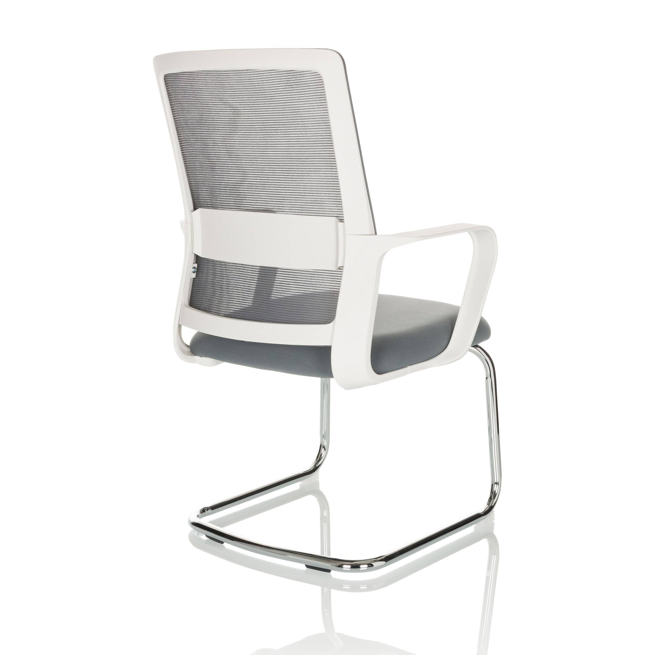 hjh OFFICE Freischwinger Stuhl Visiter W Stoff/Netzstoff Stuhl Besucherstuhl mit Lordosenstütze, ergonomisch, Grau, 729442