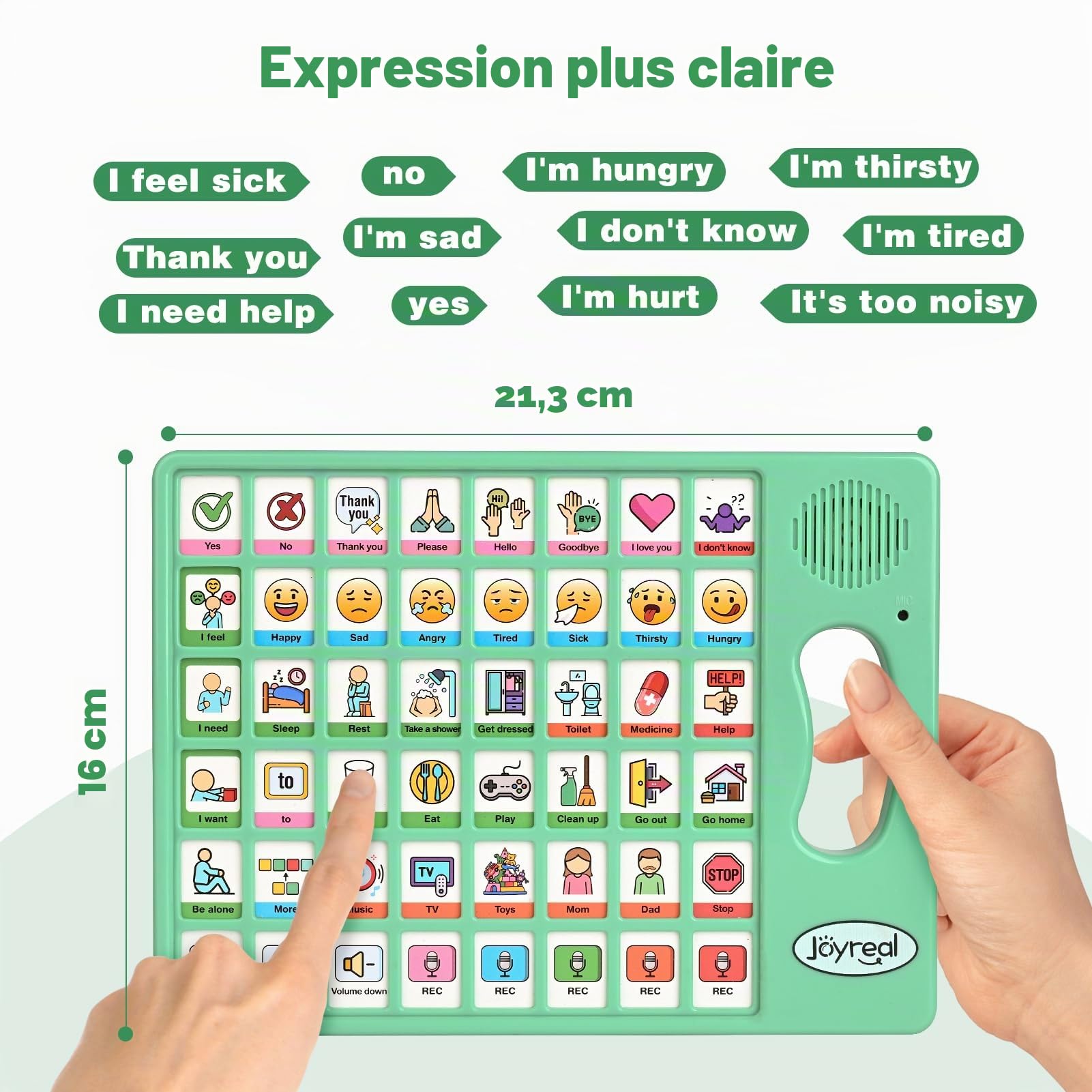 Joyreal Appareil AAC pour l'autisme, outils de communication non verbale pour la thérapie orthophonique et la rééducation des accidents vasculaires cérébraux. Tableau de communication avec 5 boutons