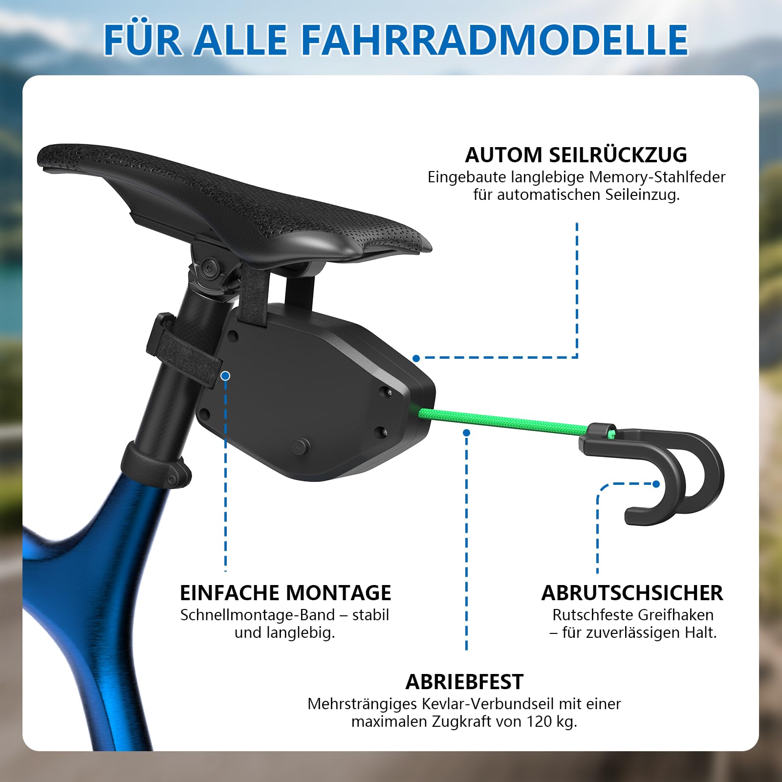 FIVAVA Cavo di Traino per Bici per Bambini 2.5M, Estraibile, 500 libbre, MTB