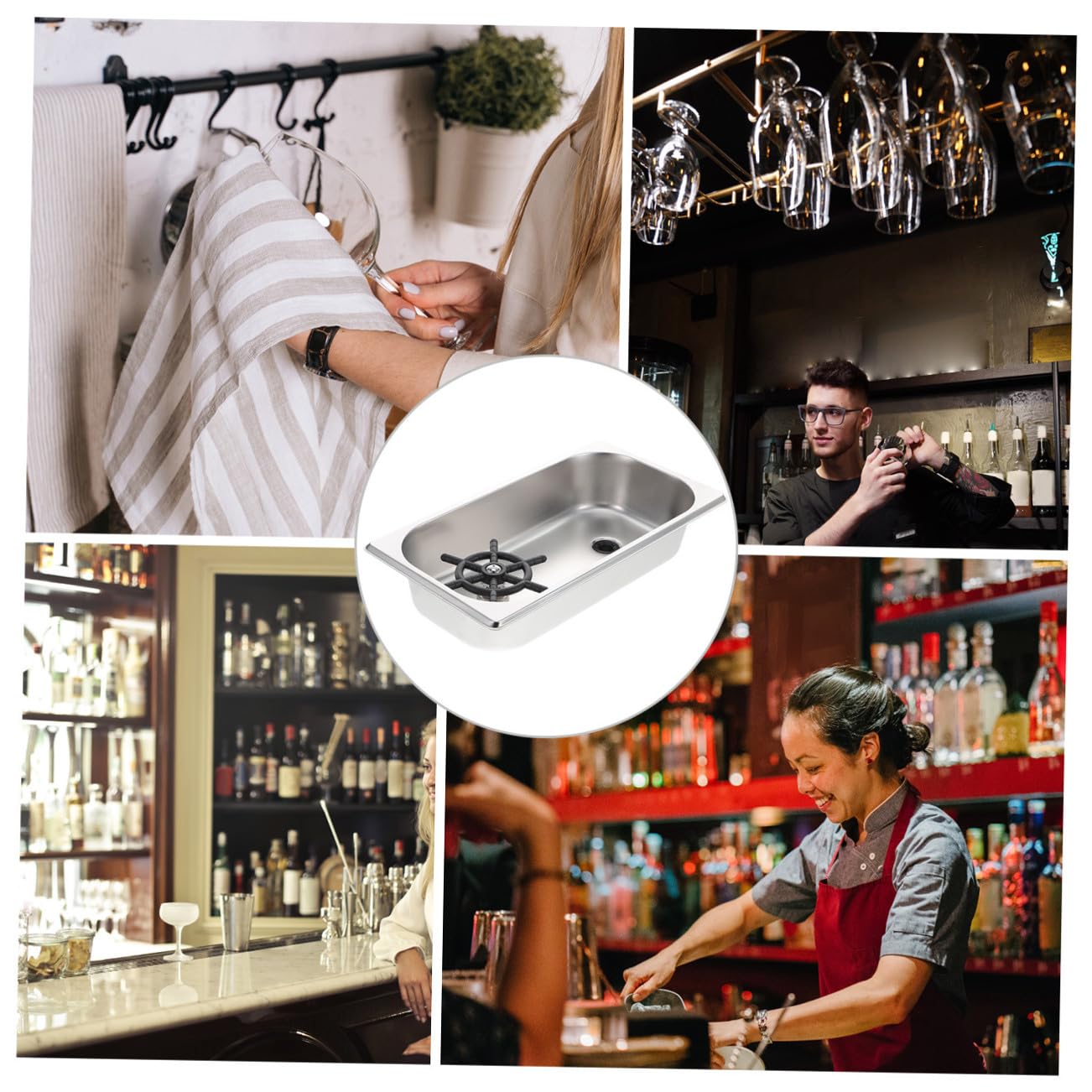 VILLCASE Scolaborraccia in Acciaio Inox e Silicone, Lavabicchieri per Lavello da Cucina e Bar, Pulizia, Robusto e Affidabile