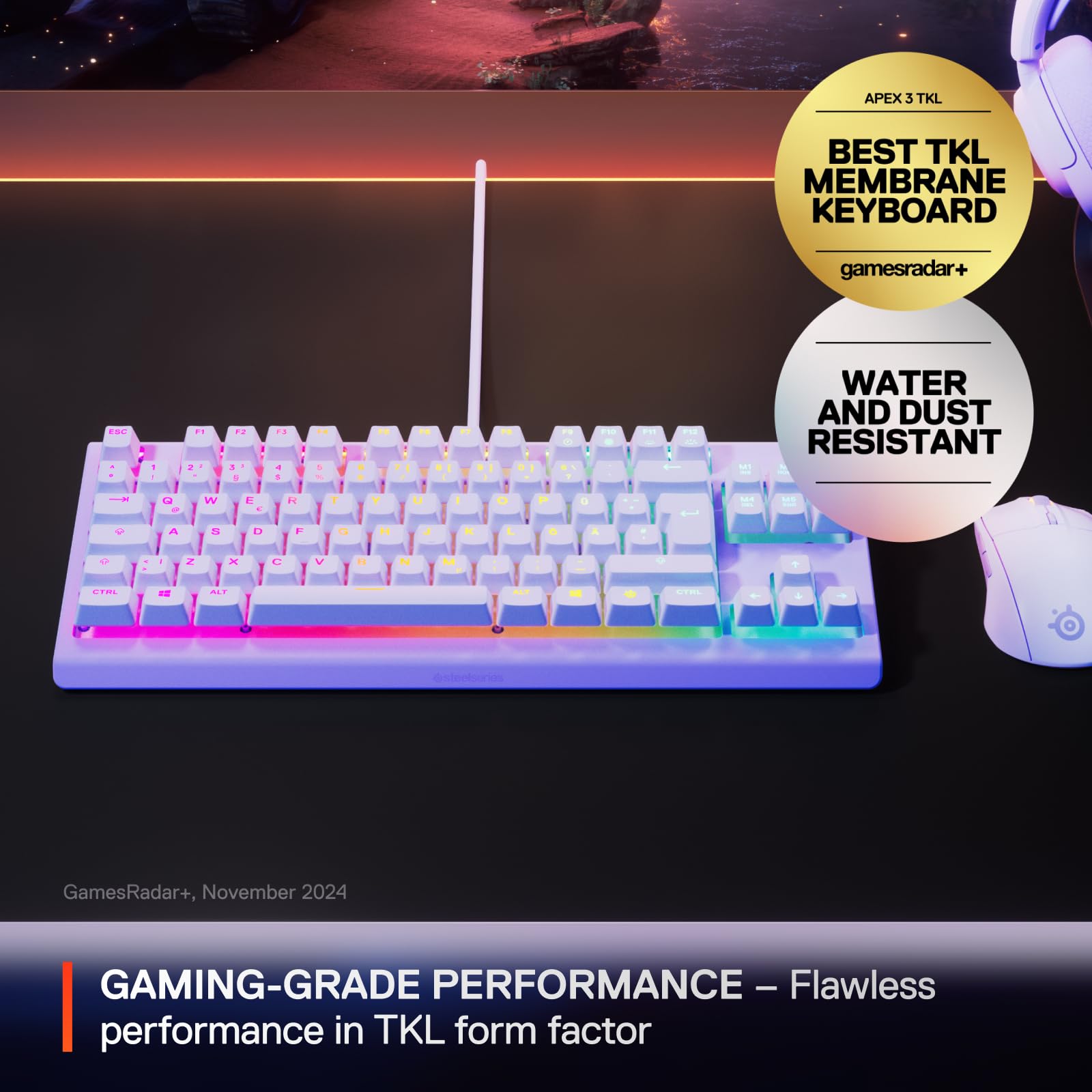 TECLADO STEELSERIES APEX 3 TKL ROXO COM FIO | Amazon.com.br