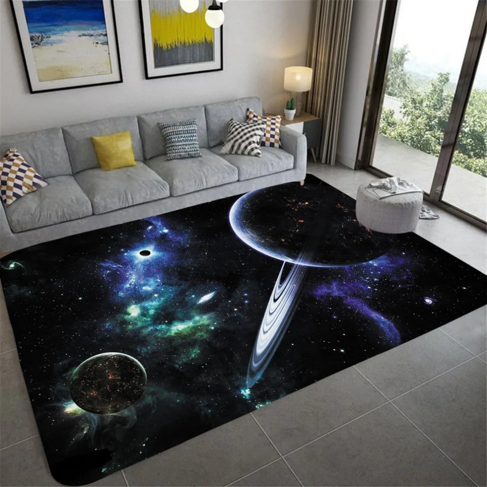 Tapis de chambre d'enfant espace 3D 180x280 cm pour decorer une salle de jeux ludique