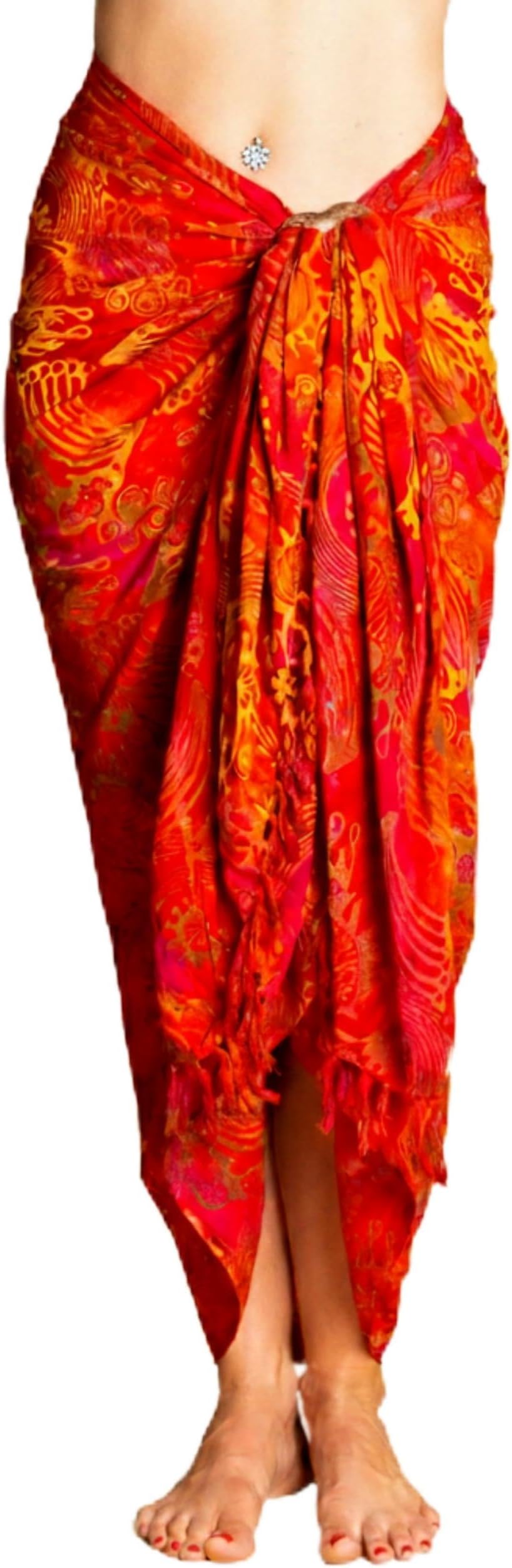 Sarong - L & XXL Opaque Pareo - Flowing Lightweight Viscose Beach Cover Up - For Women & Men - Wrap Skirt or Beach Dress - Unique Handmade from Indonesia