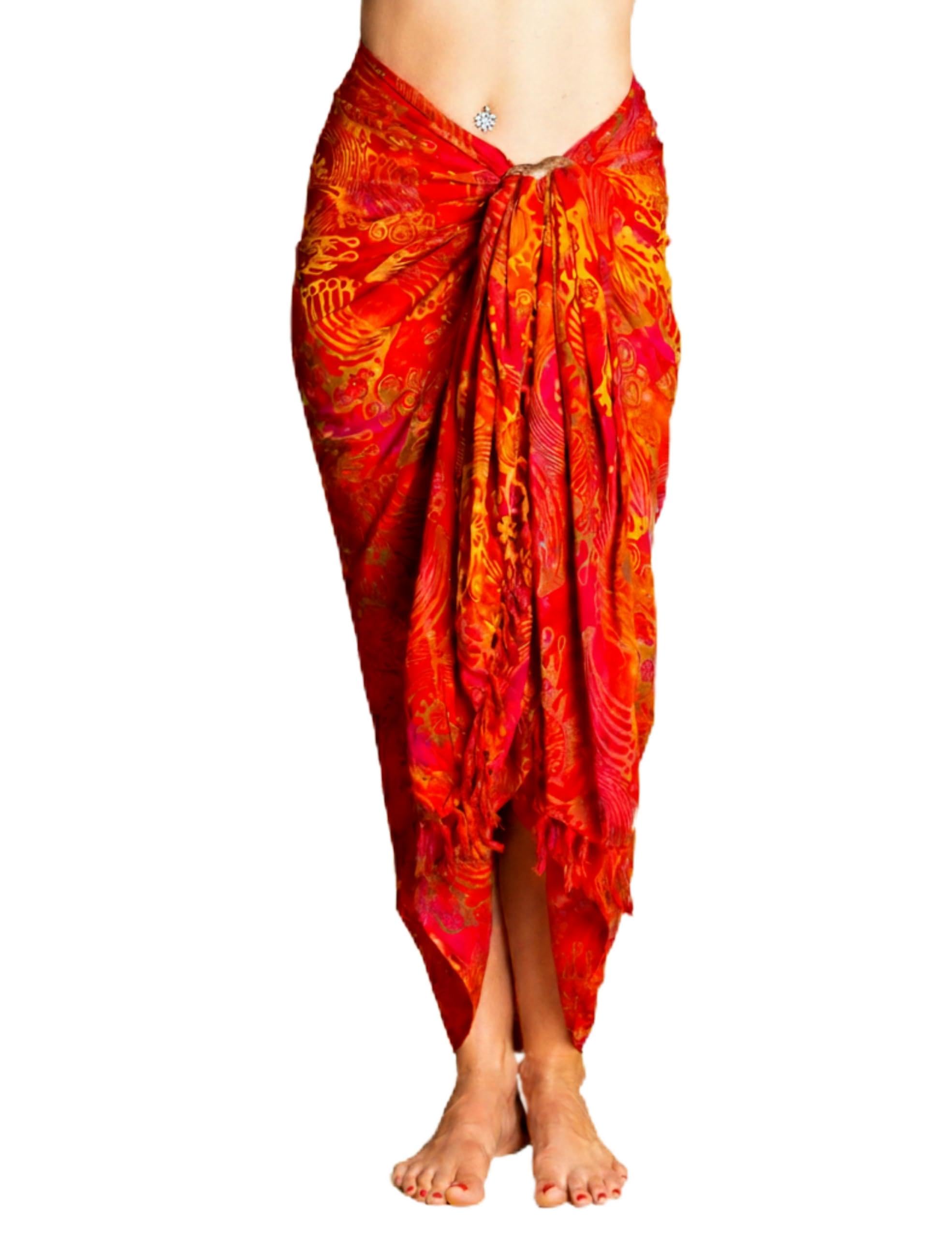 Panasiam Women's B014 Fireflame Orange Sarong Tone, L