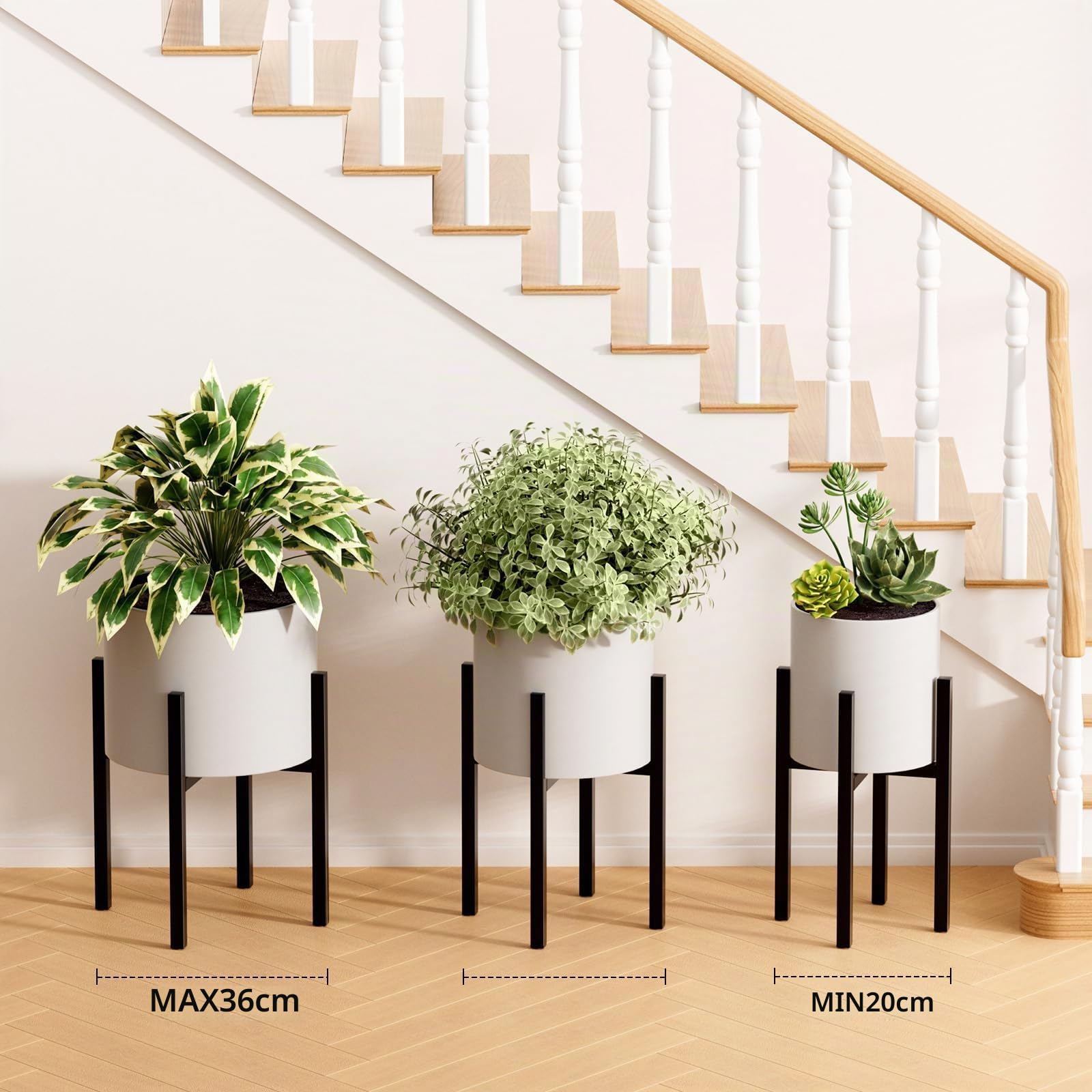Urban Deco 1 supporto per piante regolabile in metallo, adatto per vasi da 20-35 cm, nero