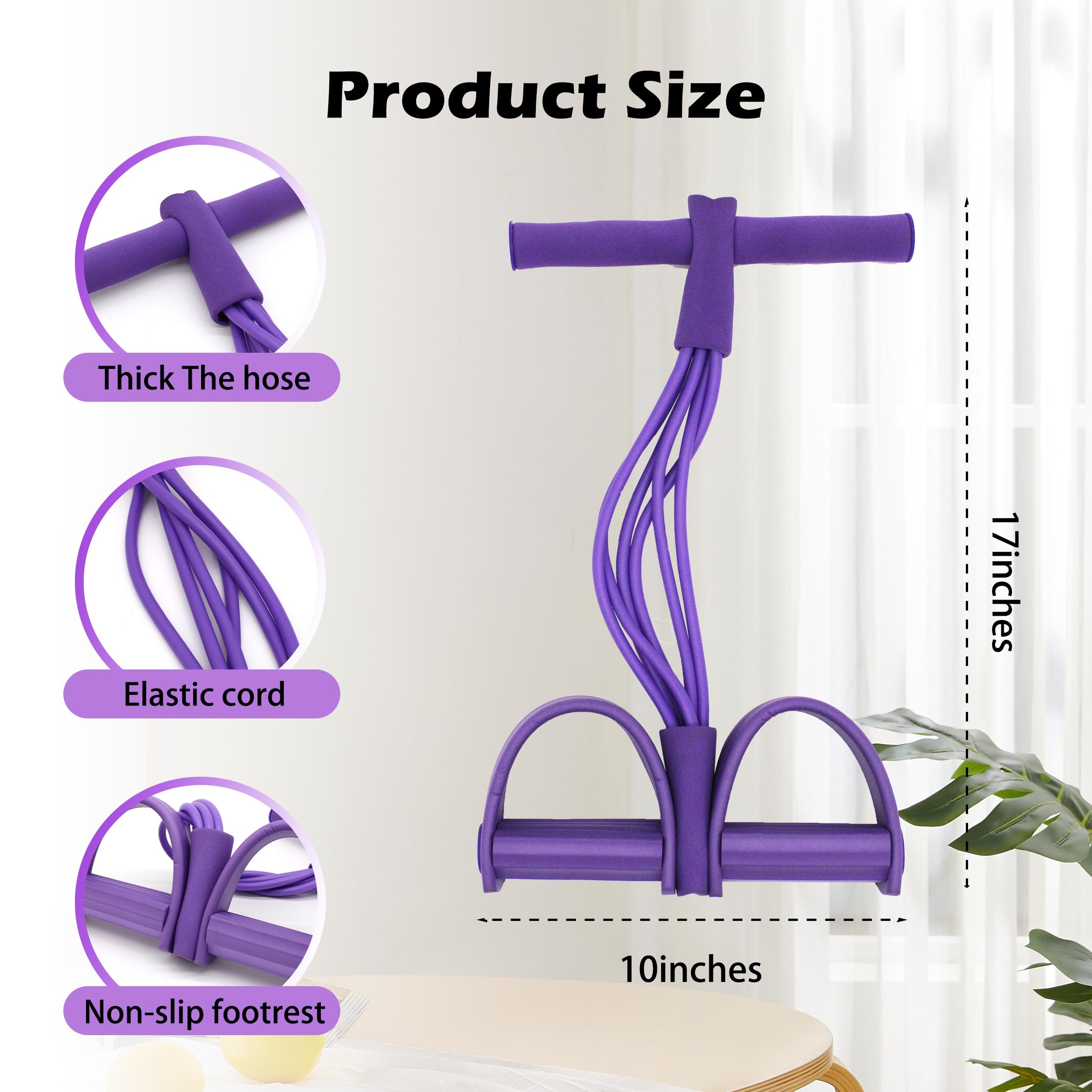 Nrmrqz 2025 Upgrade 4-Tube Resistance Bands - Pedal Ankle Puller For Sit-Ups,Arm & Leg Workouts Natural Yoga Stretching Bands Foam Handles Home Gym Exercise
