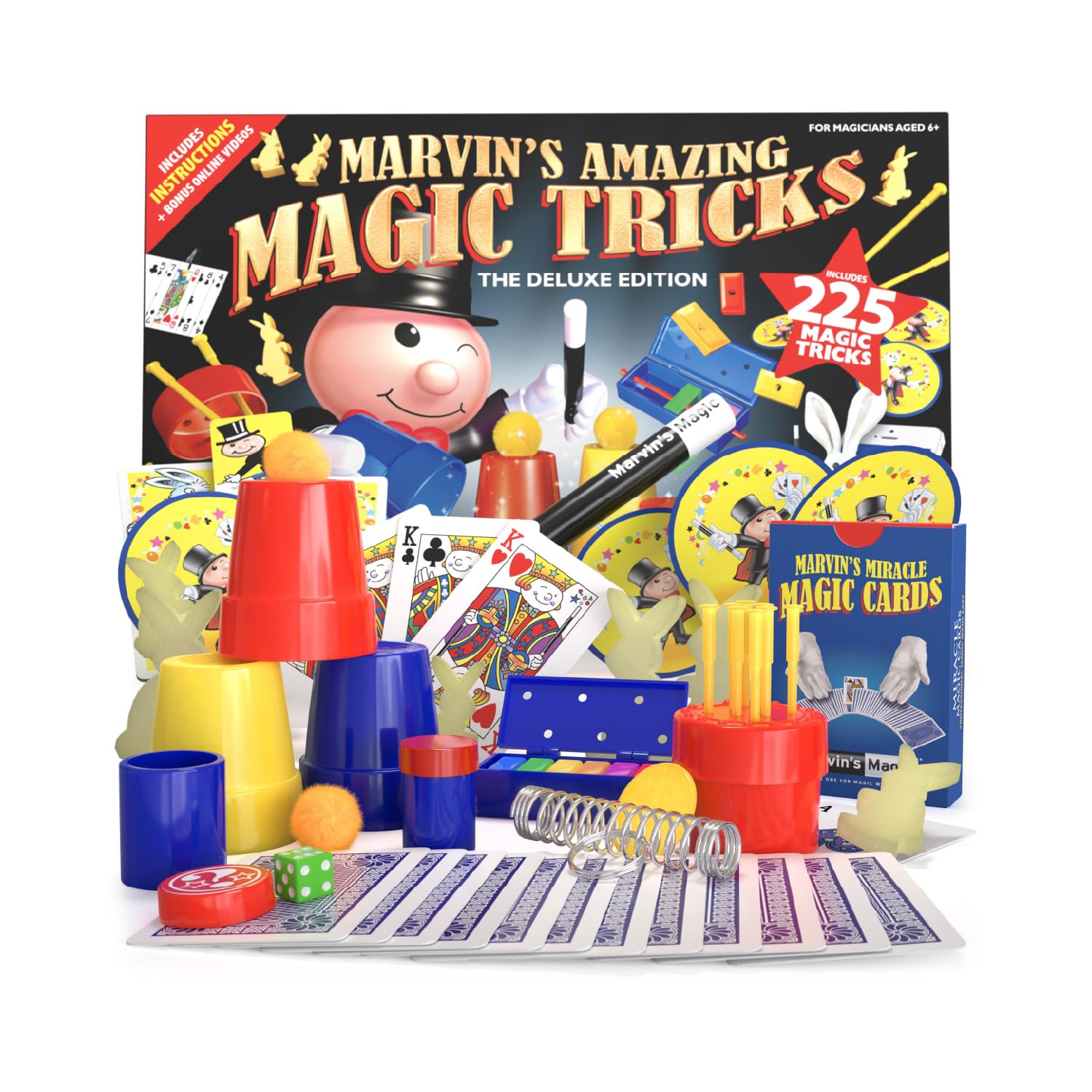 – Marvin's Magic - Kids Magic Set - With Wand, Card Tricks and More - Kids Toys, Games, Family Games for Age 6, 7, 8, 9, 10+ - Box of 225 Magic Tricks