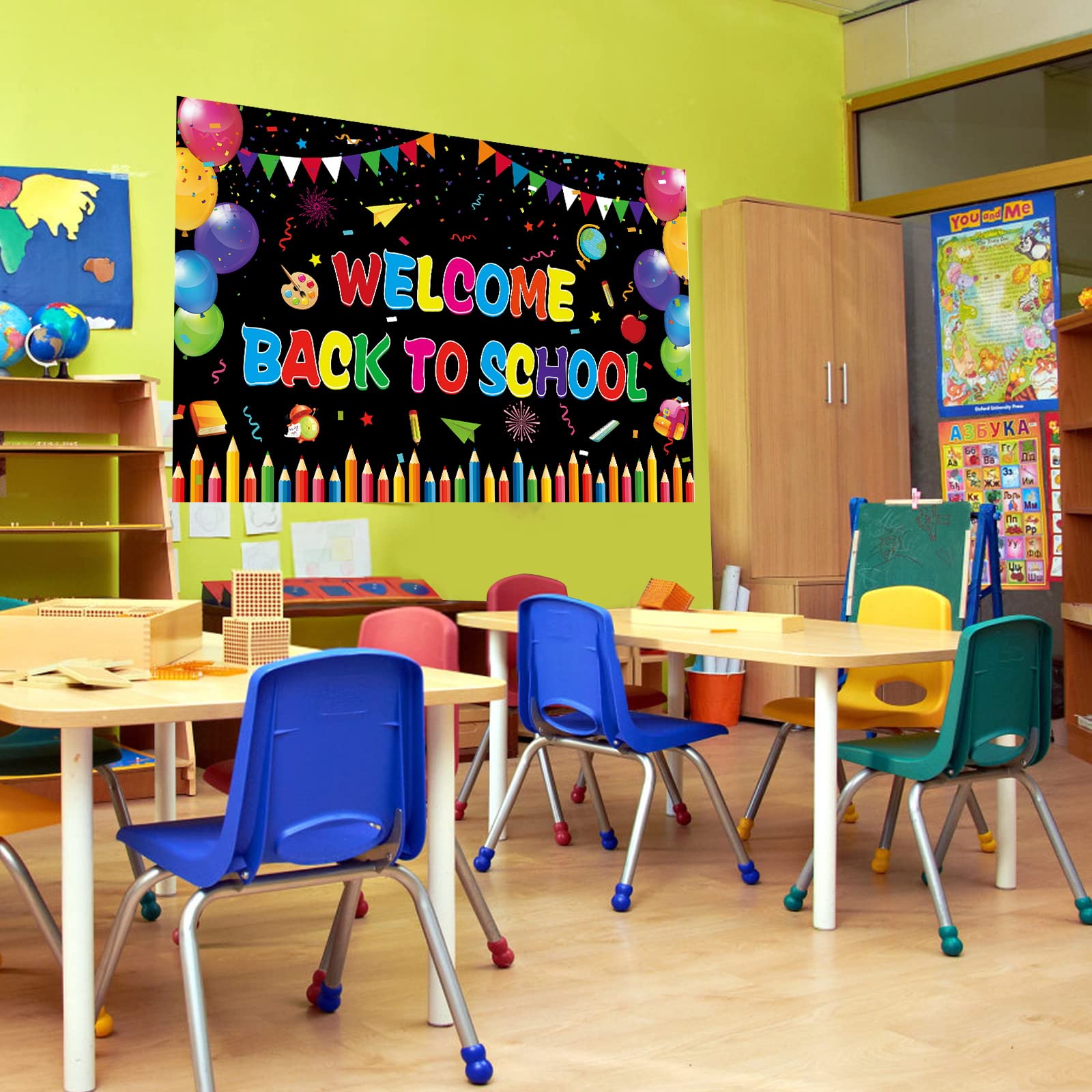 Welcome Back To School Banner – 72x44 Inch Large Classroom Decor & Photo Backdrop - View #8