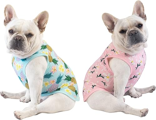 Miniatura 82 de CuteBone Paquete de 2 camisas para perros, ropa suave para mascotas, chaleco de verano transpirable para cachorros pequeños y ropa elástica