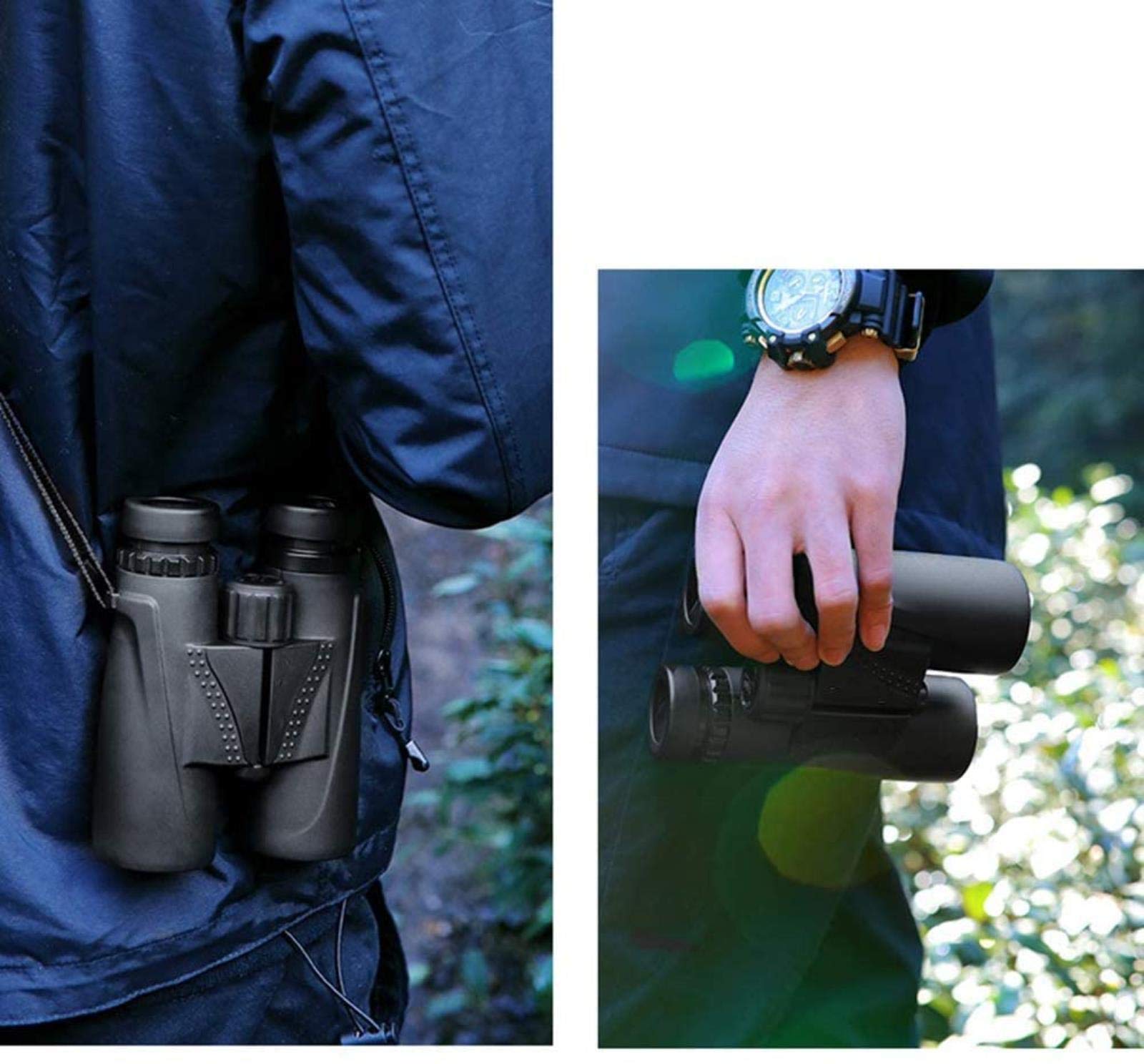 Binocolo 8X42 Impermeabile da Campeggio, telescopio con Zoom Bak4, Ottica con Prisma e Cinturino, Nero