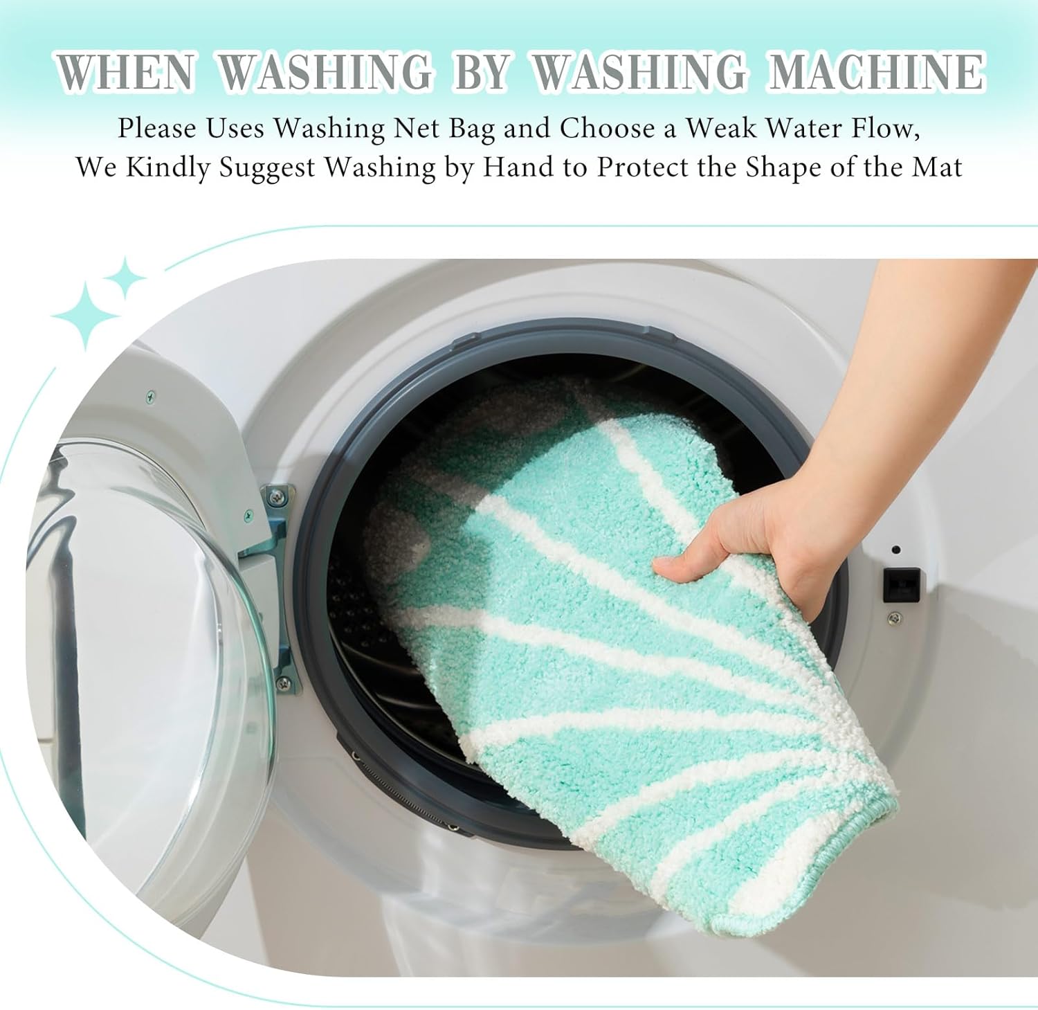 Tinideya Seashell Rug Bathroom Rugs 2 ft Shell Bath Mat Preppy Rug Cute Ocean Beach Carpet Machine Washable Non Slip Absorbent Bath Mat for Sea Room Decor (Blue) - Image 5