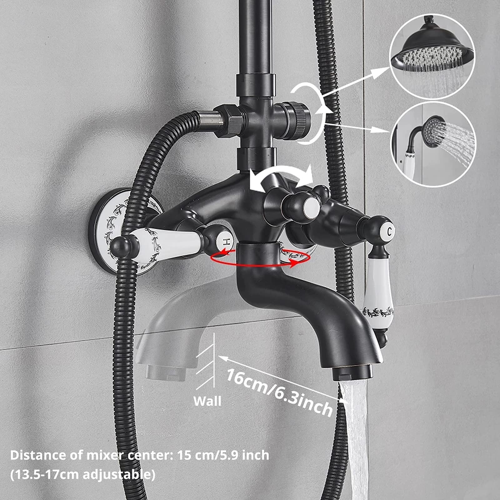 Grifos, accesorios de ducha de 8 pulgadas, juego de grifos de ducha de latón, 3 funciones, sistema de ducha expuesto, juego completo de baño y cocina, lavabo a presión