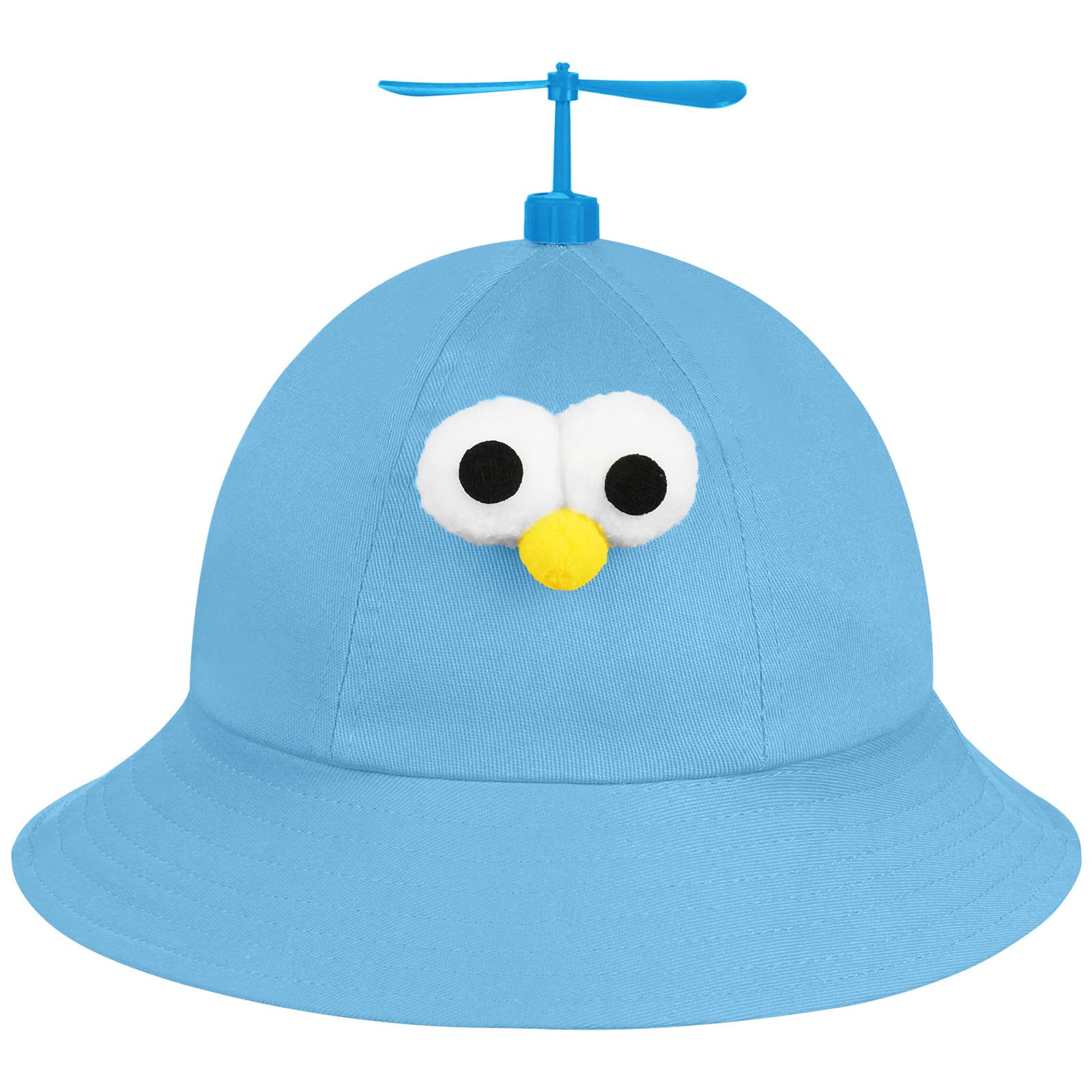 Aomig Adults Propeller Hat Funny Propeller Bee Bucket Hat Helicopter Hat Propeller Cap Summer Sun Protection Sun Hat Women Men Fisherman Hats for Beach Camping Outdoor Adventures(Sky Blue Monster)