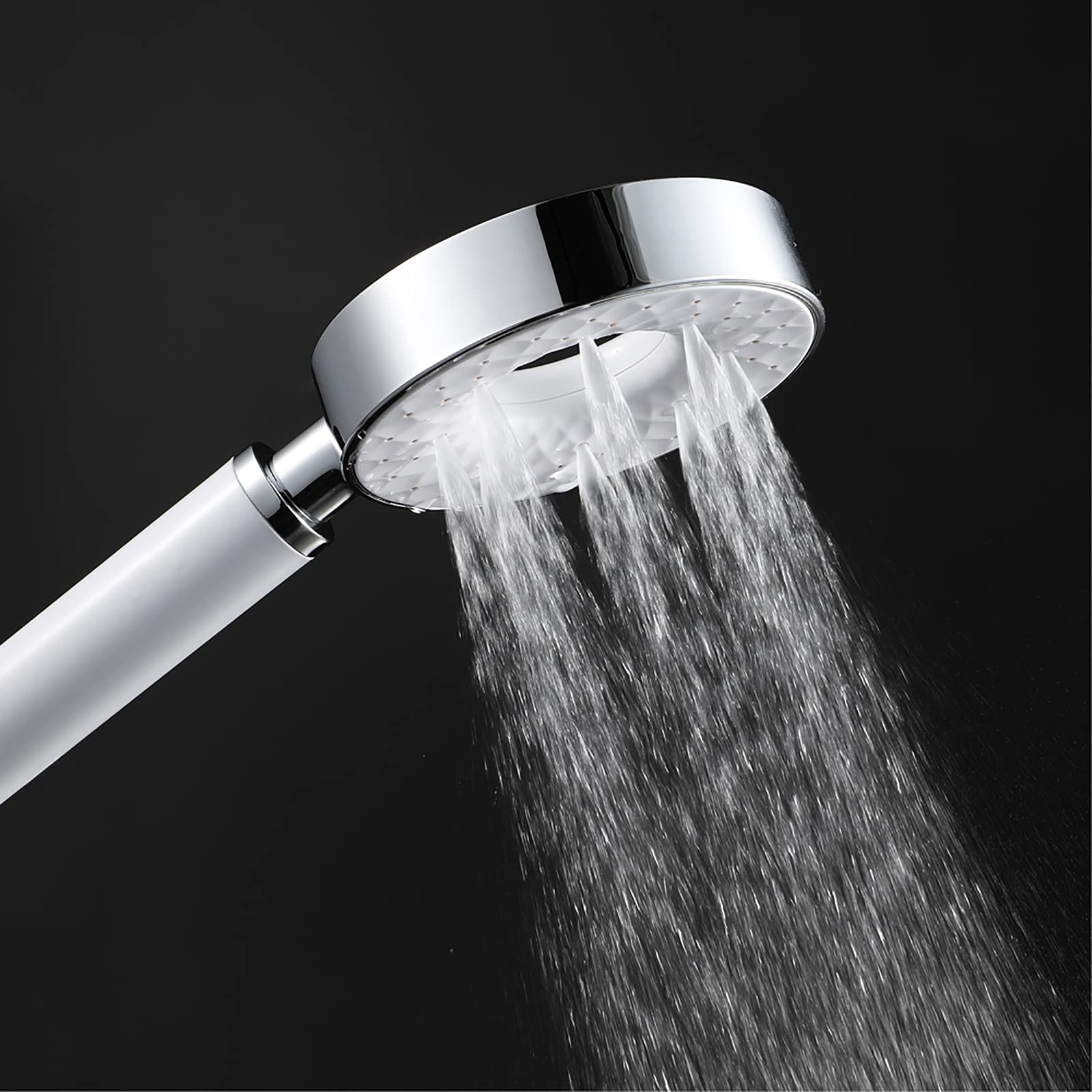 Soffione Doccia Universale Bianco e Cromo Doccetta per Doccia con 3 modalità di Funzione, ABS Telefoni Doccia Alta Pressione Doccetta per Vasca con Ottone Supporto Doccia, 1.5M Tubo Doccia