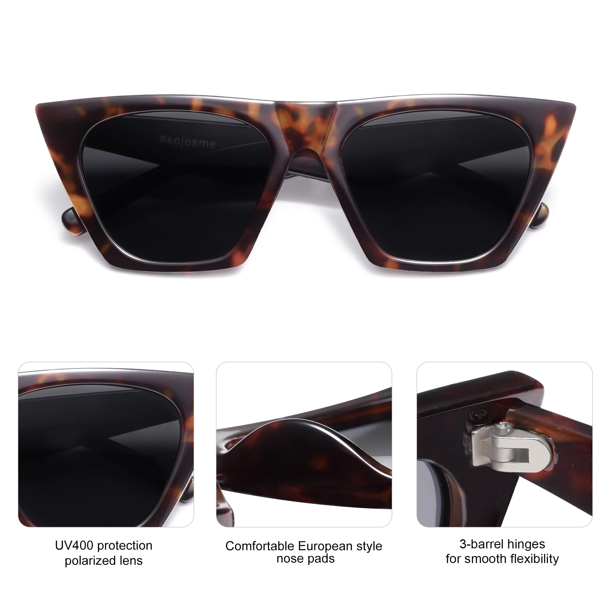 SOJOS Occhiali da Sole da Donna Polarizzati Retrò Cateye Fashion Style Sunnies Bella SJ2115