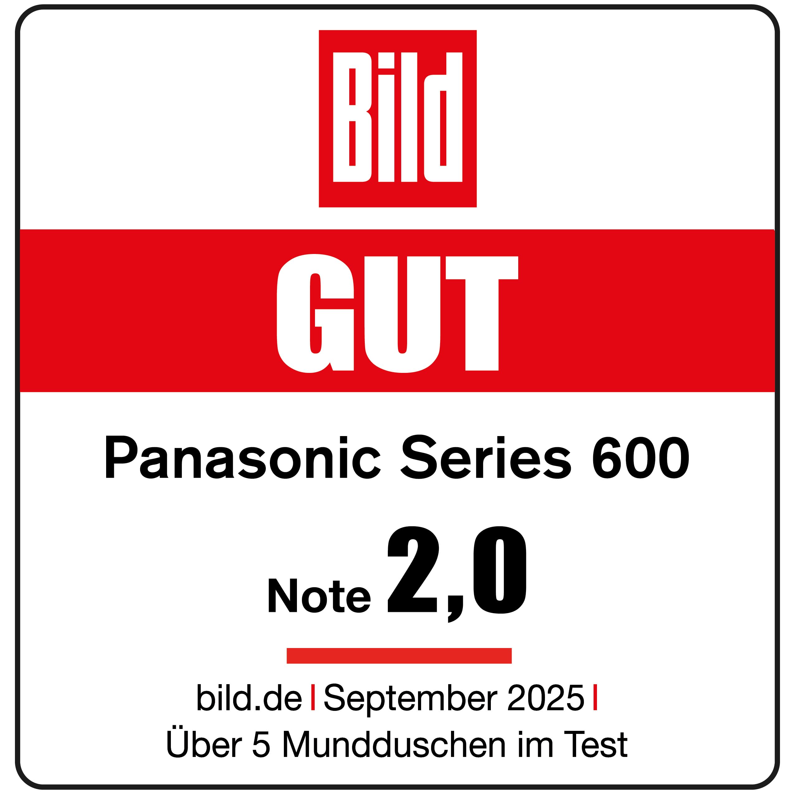 Panasonic Series 600 Ultraschall-Munddusche EW-DJ67-W303, Zahndusche, Munddusche kabellos, 200 ml, IPX7, 2 Ultraschalldüsen, 1 kieferorthopädische & 1 Zungenreinigungsdüse, 5 Wasserdruckstufen, Weiß