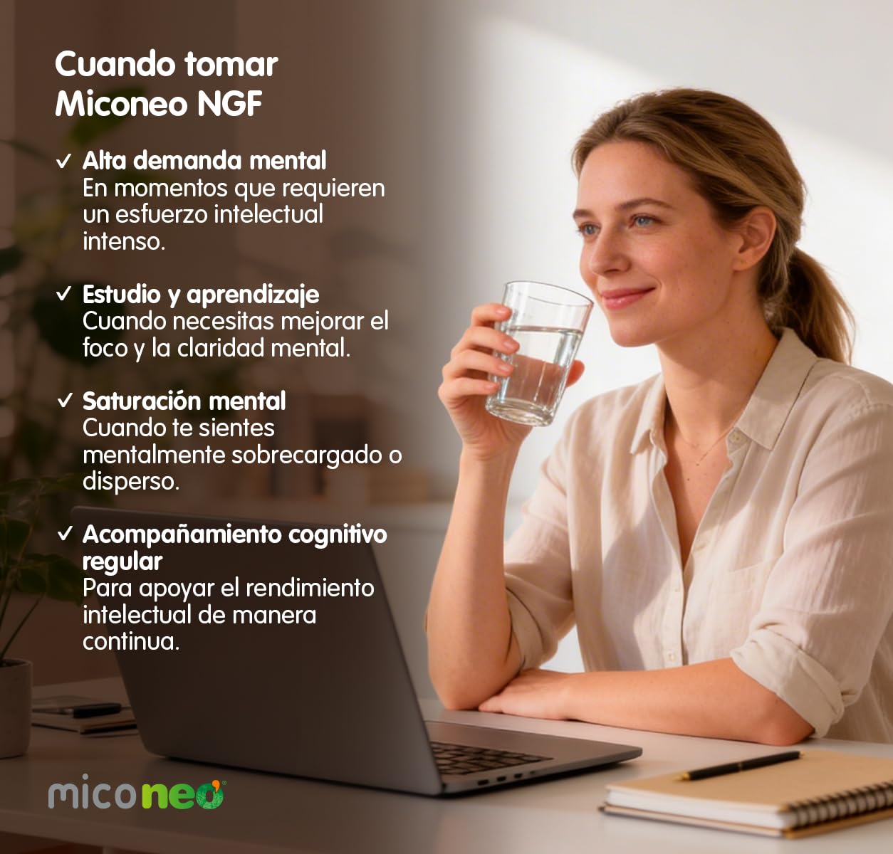 MICO NEO | NGF | 60 Cápsulas | Favorece el Rendimiento Cognitivo | Con Bacopa, Melena de león, Reishi, Cordyceps y Camu-Camu | Hongos de Agricultura Ecológica