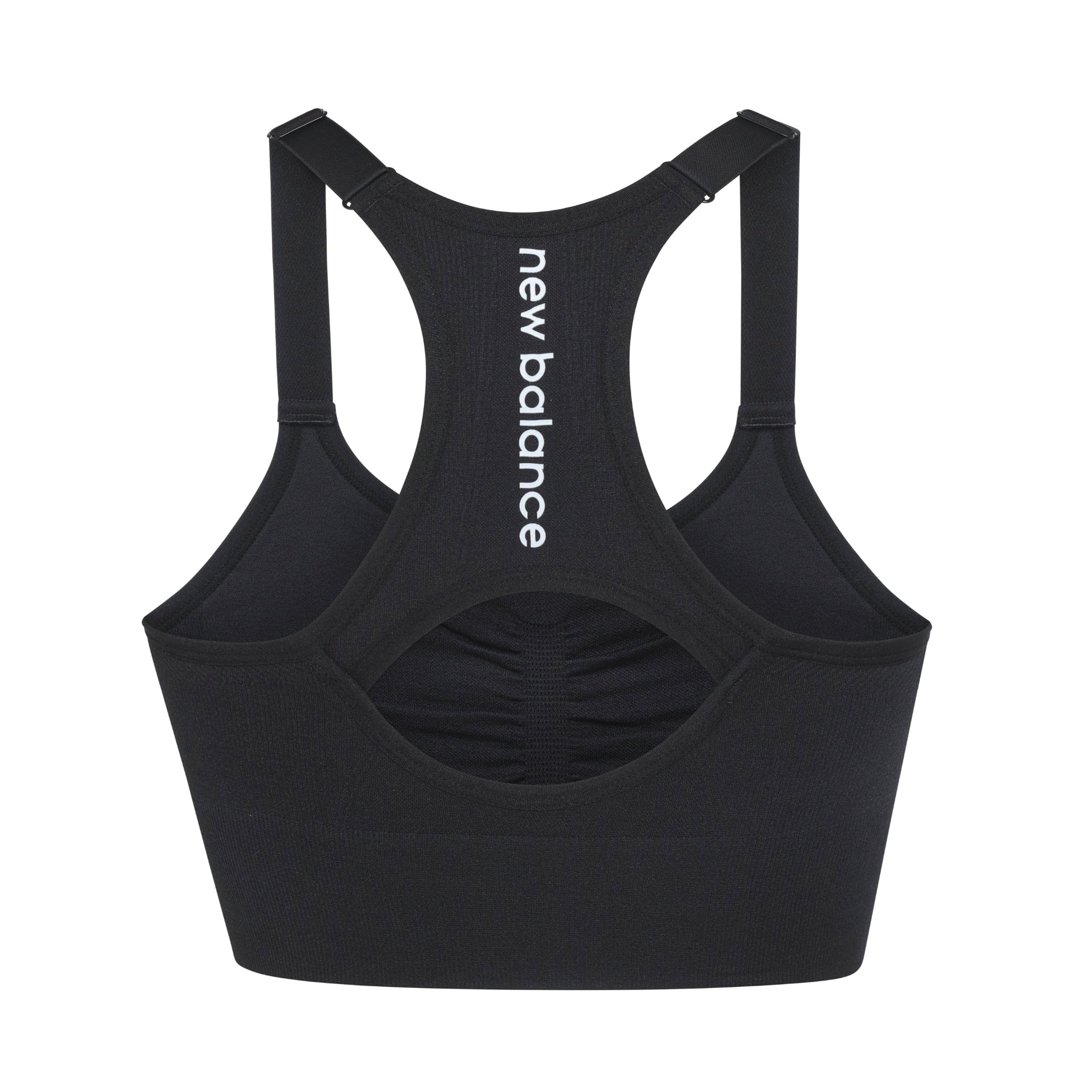 New Balance Women's Seamless Sports Bra, Cami Keyhole, Sostên Deportivo, Yoga Workout, Large, 1 inches, Jet Black, L