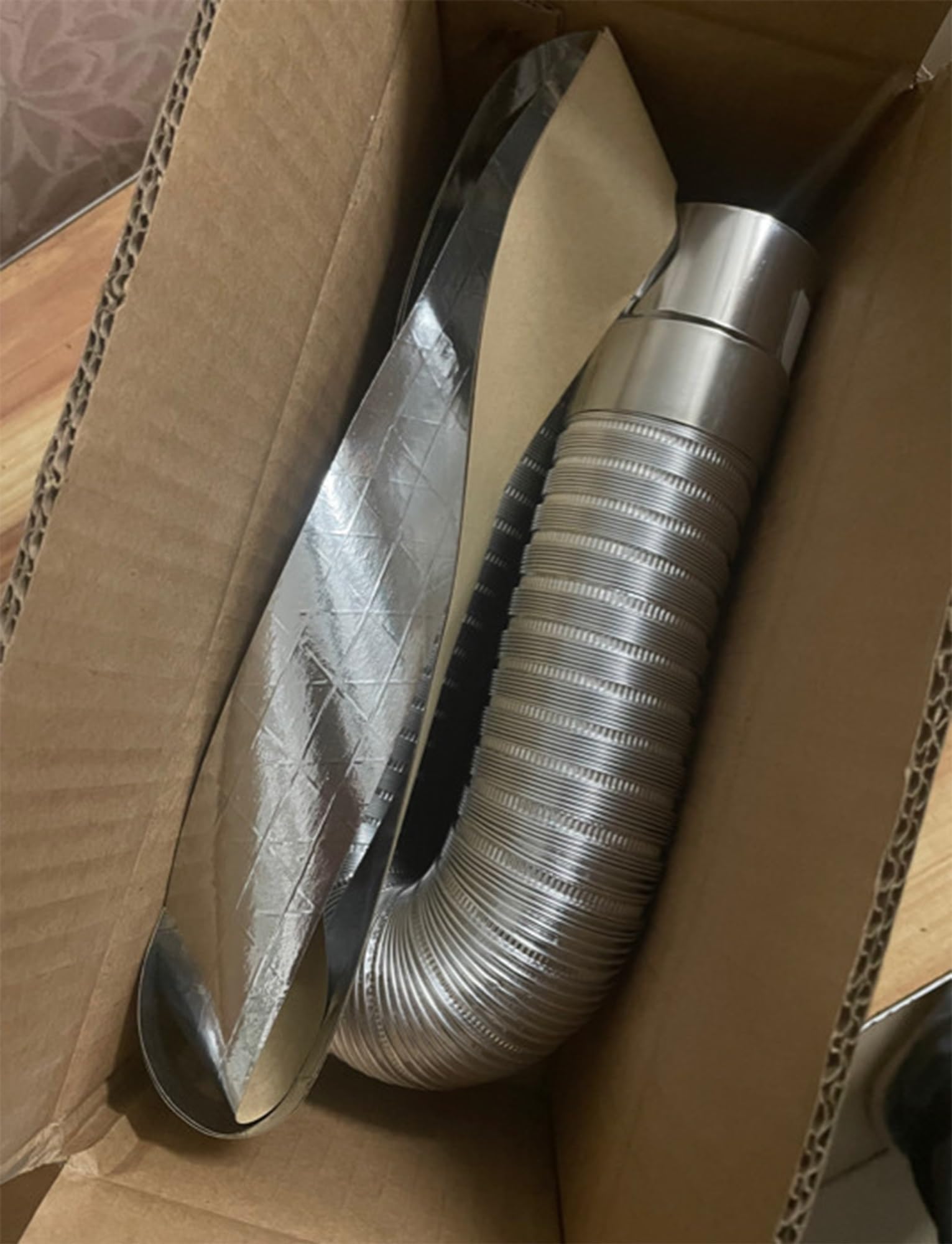 Tubo flessibile in acciaio inox per camini da campeggio e stufe a legna, rivestimento a gomito multi stretching, lunghezza 1/2 metro