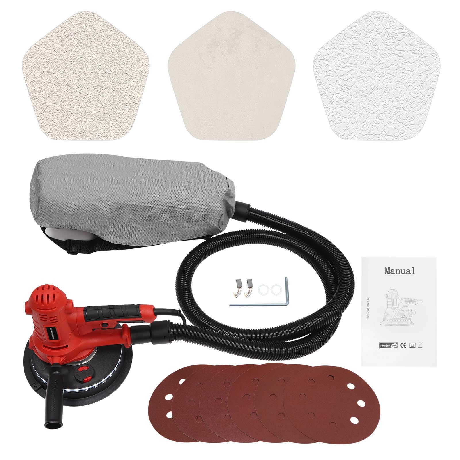 Ponceuse manuelle sans poussière pour cloisons sèches et plâtres, 1200 W, 220 V/50 Hz, avec aspiration, ponceuse professionnelle pour cloison sèche, ponceuse murale pour ponçage, murs en