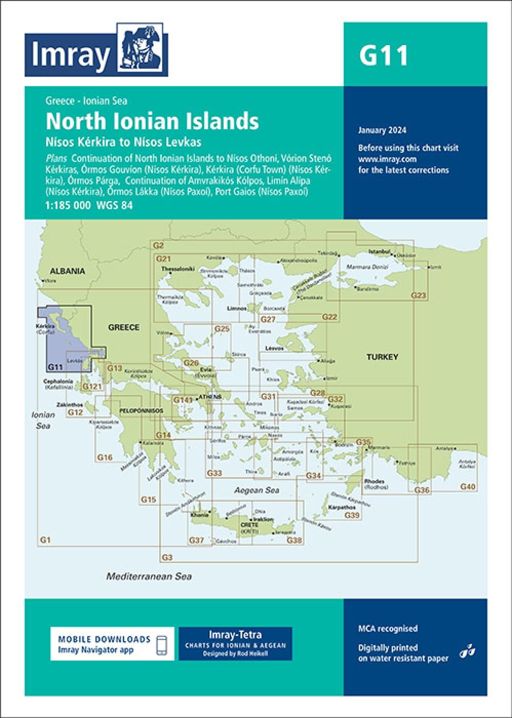 Imray Chart G11: North Ionian Islands (G Charts): Nisos Kerkira to Nisos Levkas: 11