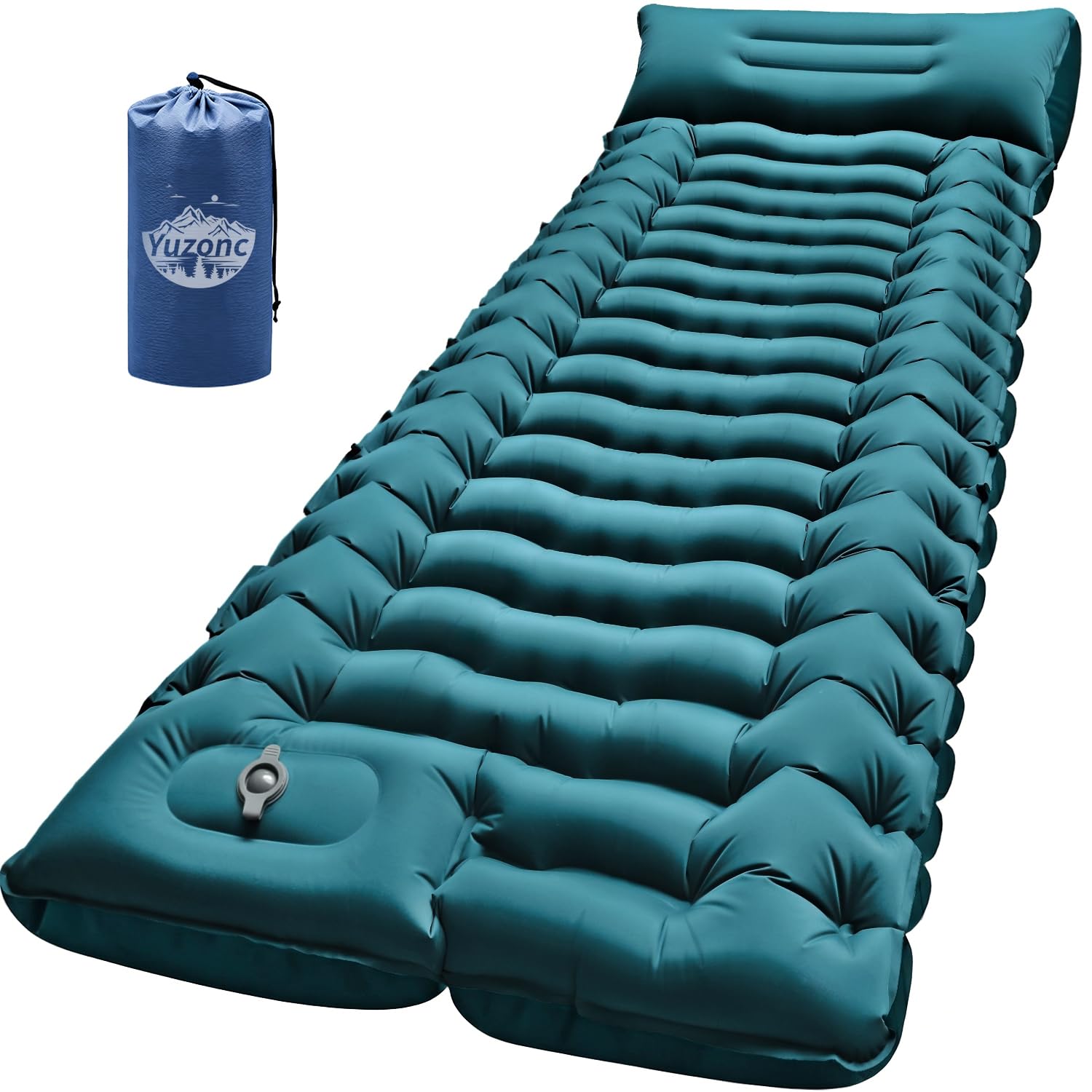 Yuzonc Camping Sleeping Pad, Ultralight Inflatable Camping Mat with Pillow Built-in Foot Pump Portable Inflatable Sleeping Pads Compact for Outdoor Camping, Backpacking, Hiking, Tents