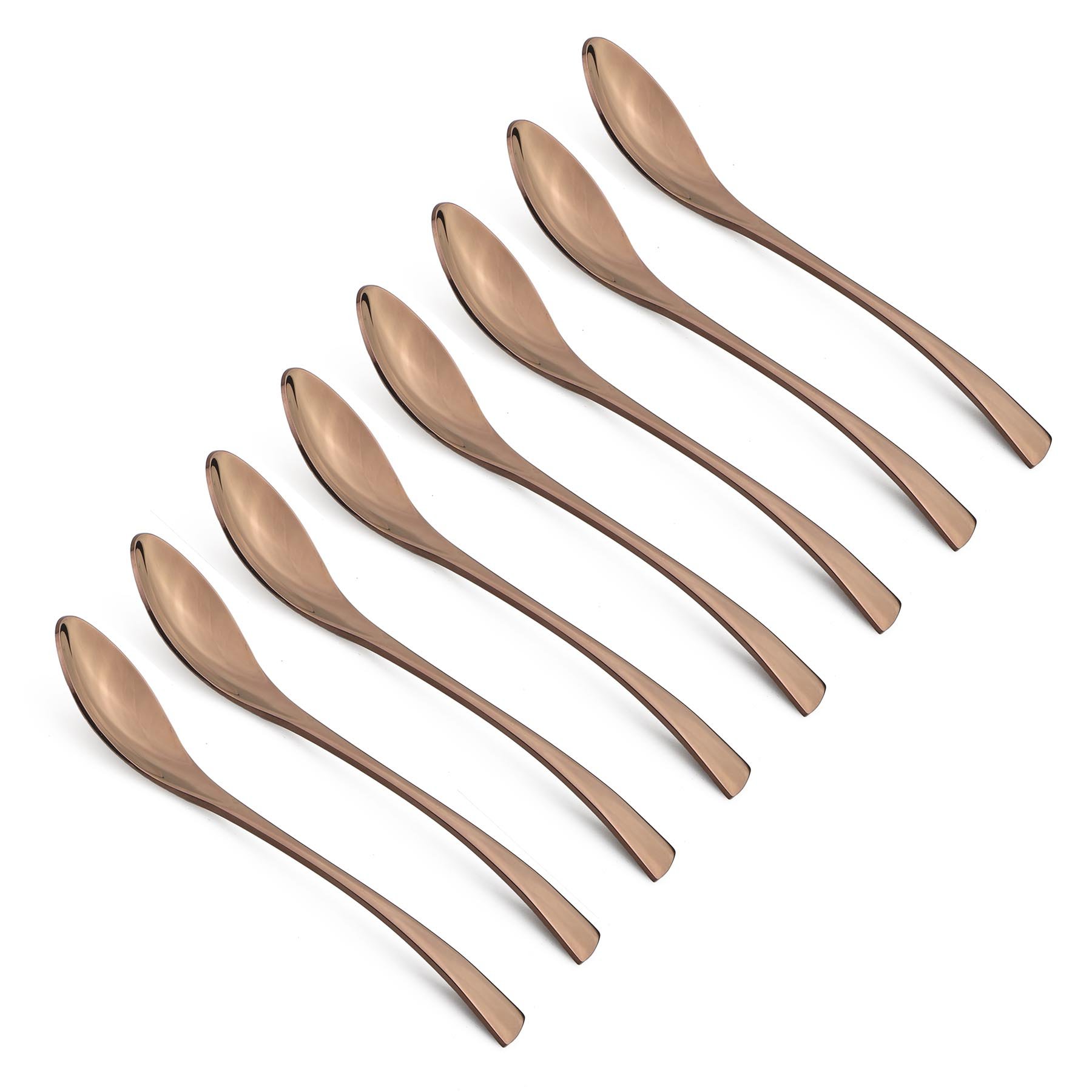 BRIIEC Luxury Mirror Polishing Rose Gold 8 Pieces 18/10 Stainless Steel Teaspoon set
