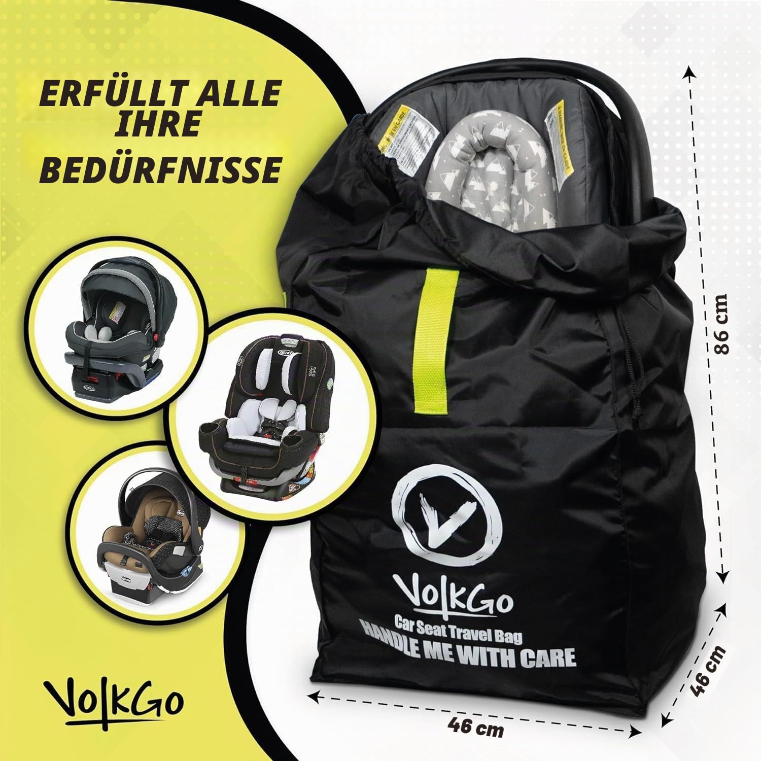 V VOLKGO Autositztaschen für Flugreisen, Autositz-Reisetasche, Schwarz