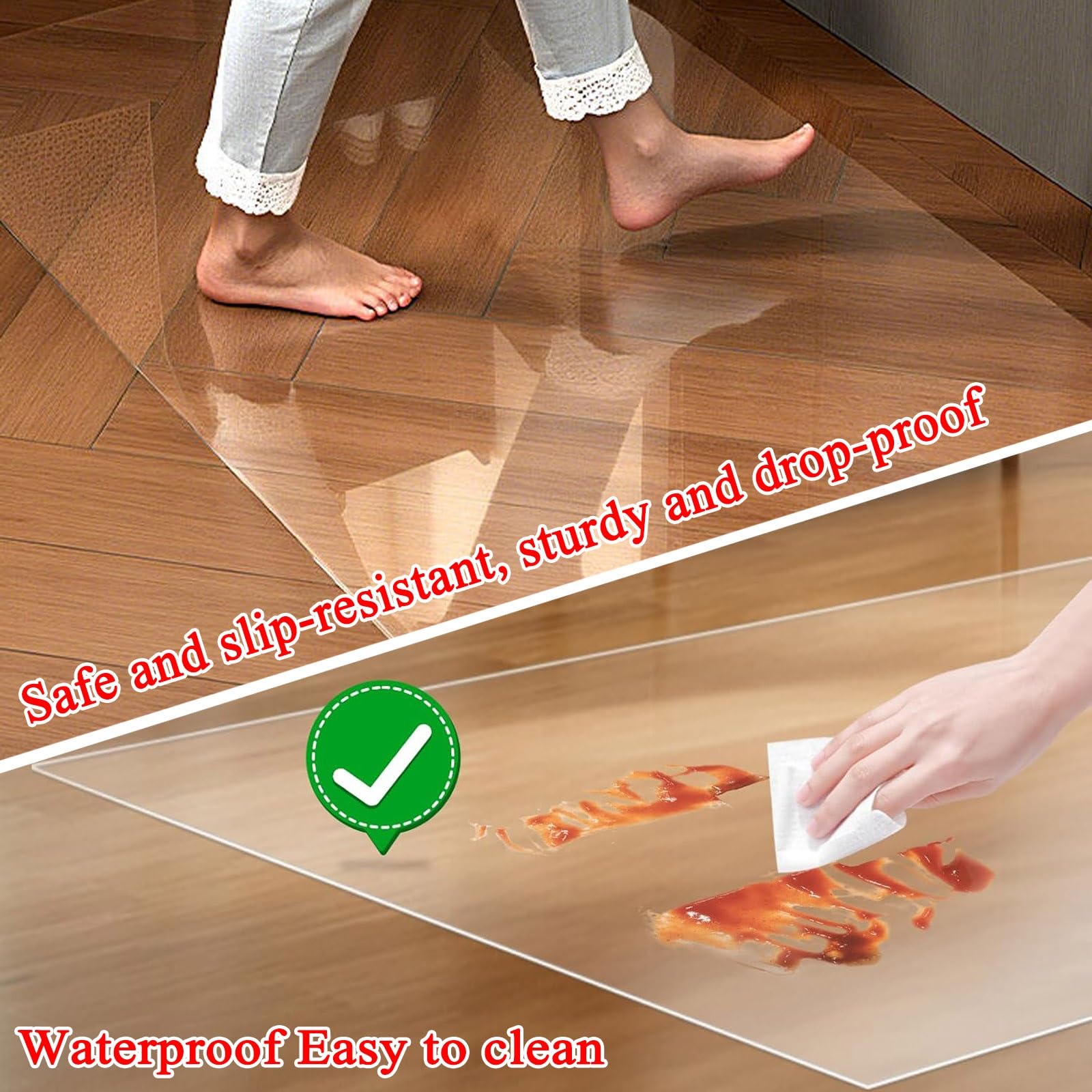 Sottomano Da Scrivania Trasparente, Tappetino Trasparente Non Ingiallisce Né Si Arriccia Ai Bordi, Tappetino Protettivo Per Pavimenti Duri Per Cucina Corridoio, Diverse Dimensioni(120x180cm)