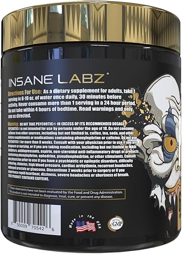 Miniatura 15 de Insane Labz Psychotic Gold - Polvo estimulante para pre entrenamiento, energía extrema, concentración, levantamiento de pesas y resistencia con beta