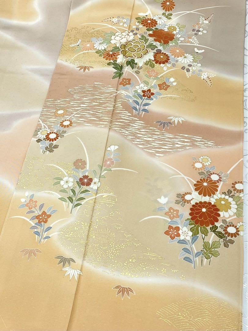 付け下げ 訪問着 金彩 ラインストーン 紋意匠 モダン 正絹 躾糸付き X308 付け下げ 訪問着 金彩 ラインストーン 紋意匠 モダン 正絹 躾糸付き X308