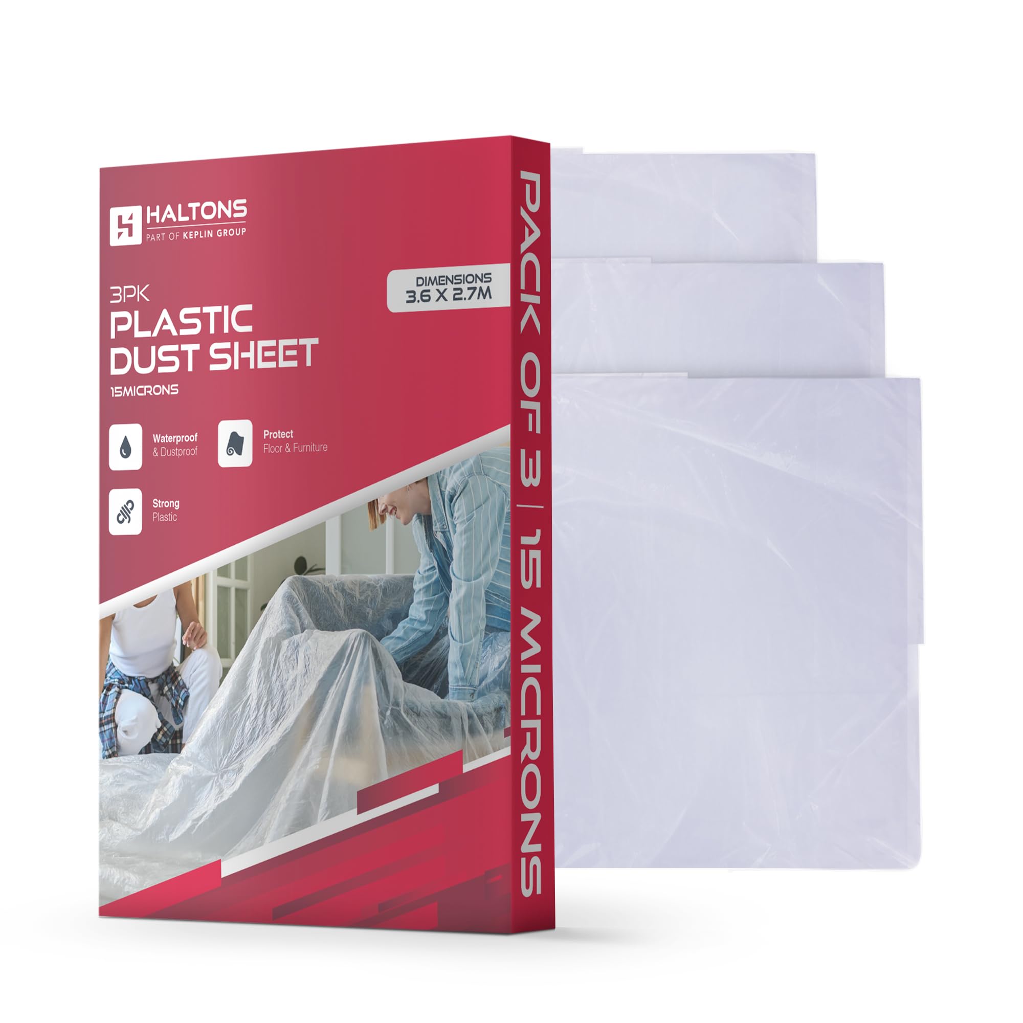 Haltons 3 Pack White LDPE Dust Sheets (3.6x2.7m, 15μm)