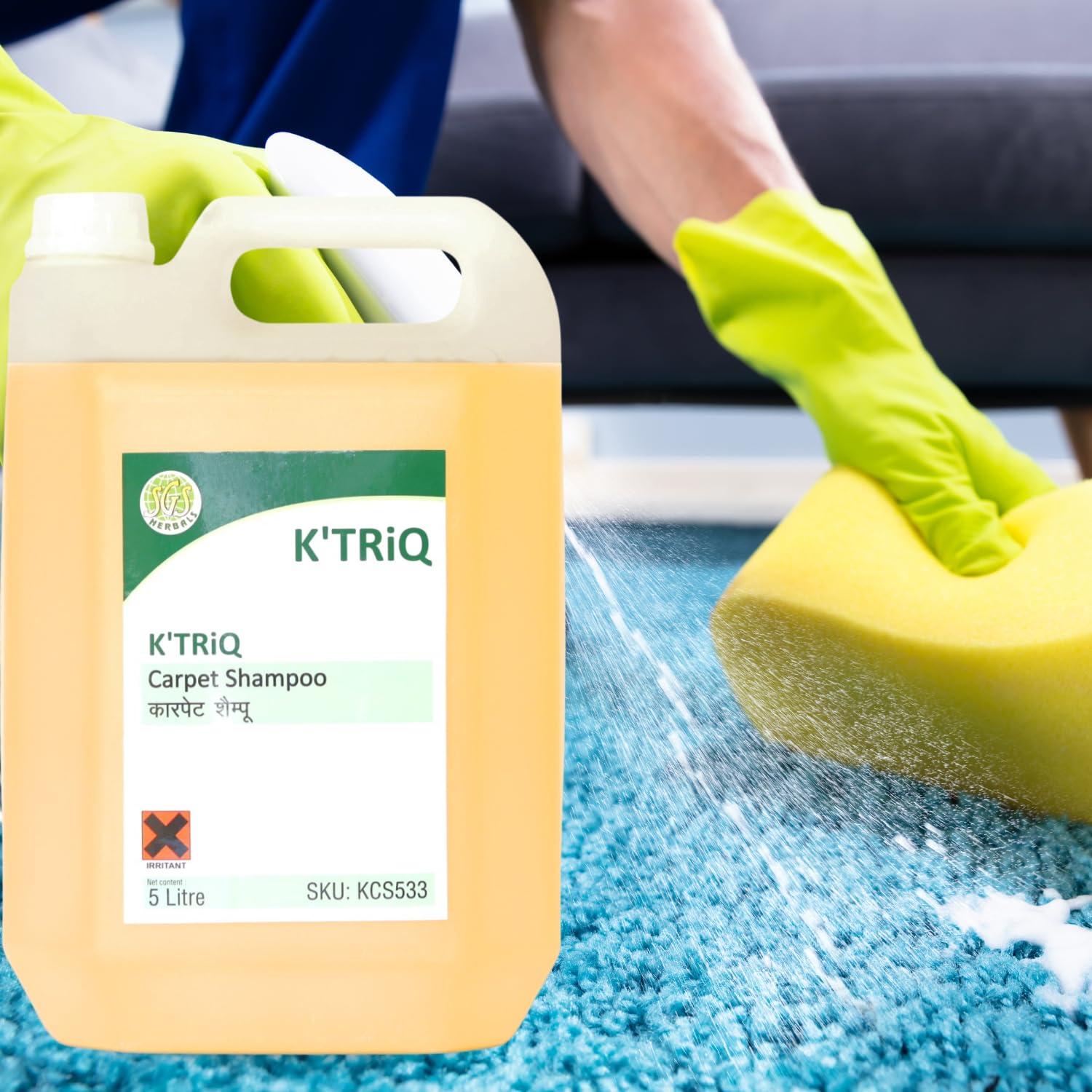 K'TRiQ K-11 Cleaning Chemical Carpet Shampoo, Upholstery Cleaning Liquid for Carpets, Remove Stains & Damp Odors, Non Harsh Chemicals, Clean & Sanitize (5 Litre, Pack of 2) 4