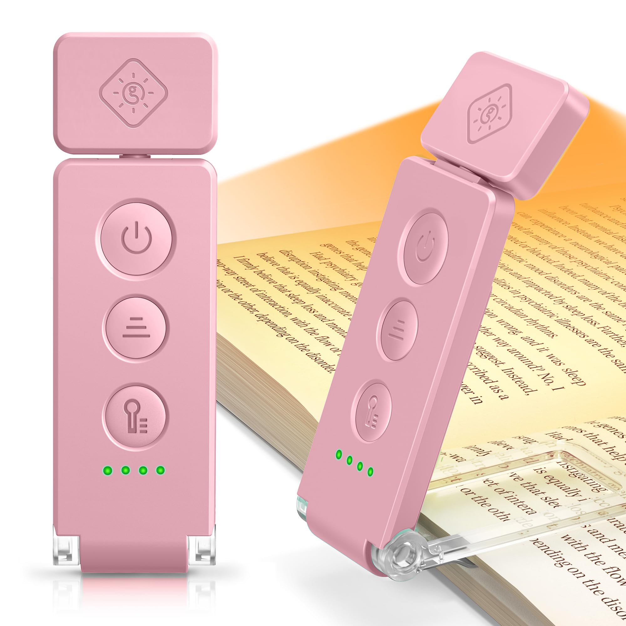 Glocusent 12 LED Rechargeable Book Light, Clip-on Reading Lamp with 5 Colors & 5 Brightness Levels, Up to 100Hrs Runtime, Eye-Caring Reading Lights for Books in Bed, Perfect for Book Lovers, Kids
