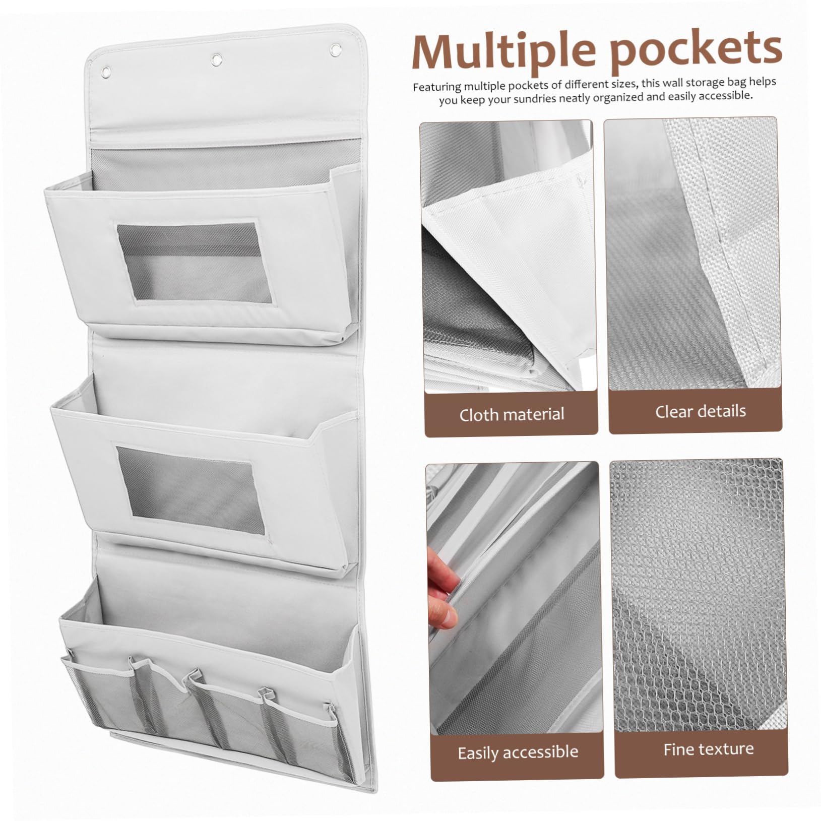 Organizer da Appendere per Porta, Borsa Portaoggetti Grigio Tasche e Fori Multipli, Lavabile, Salvaspazio per Bagno e Camera da Letto