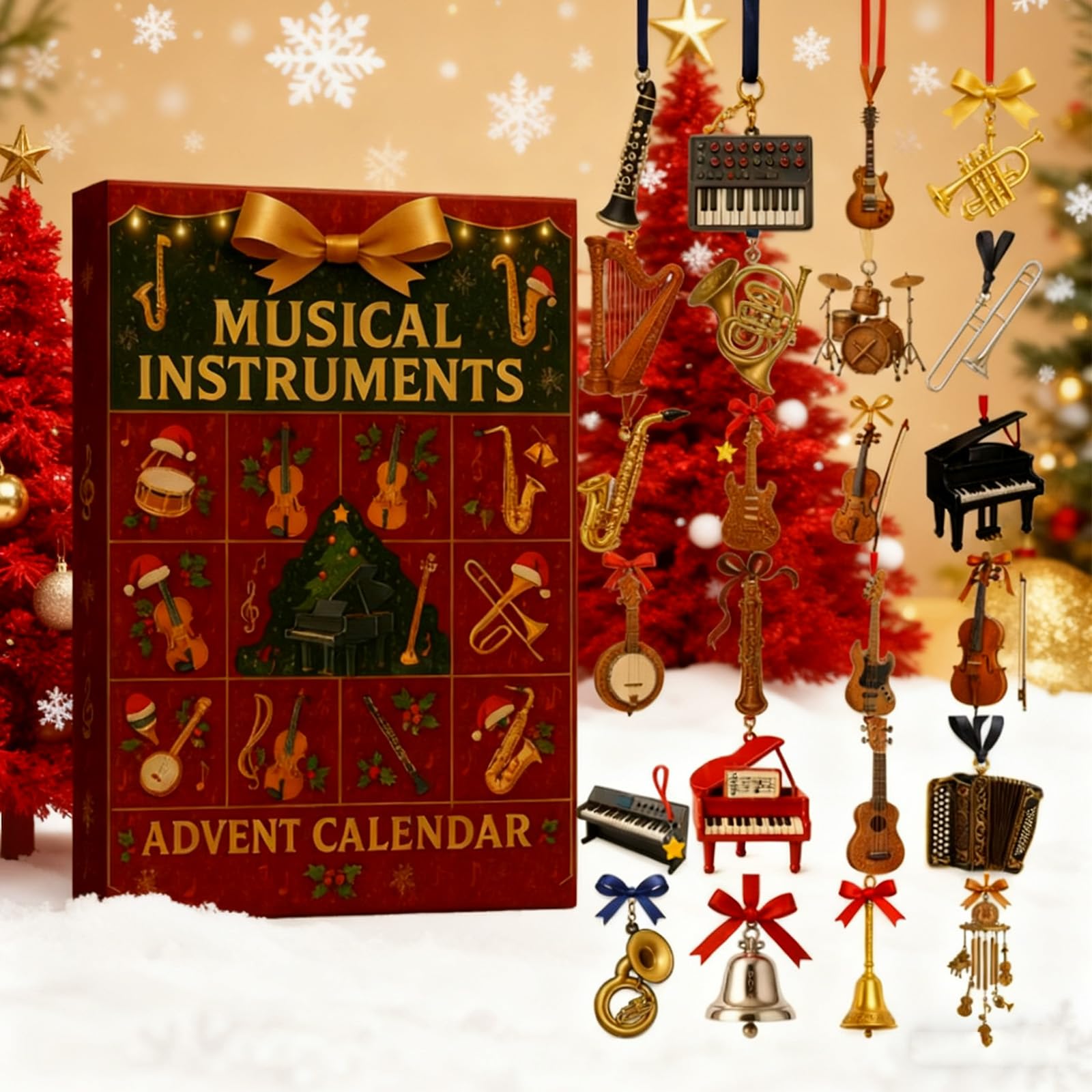 Calendrier De L'Avent 2025 Instruments De Musique – 24 Ornements En Acrylique 2D – Décoration Noël Pour Musiciens - 13